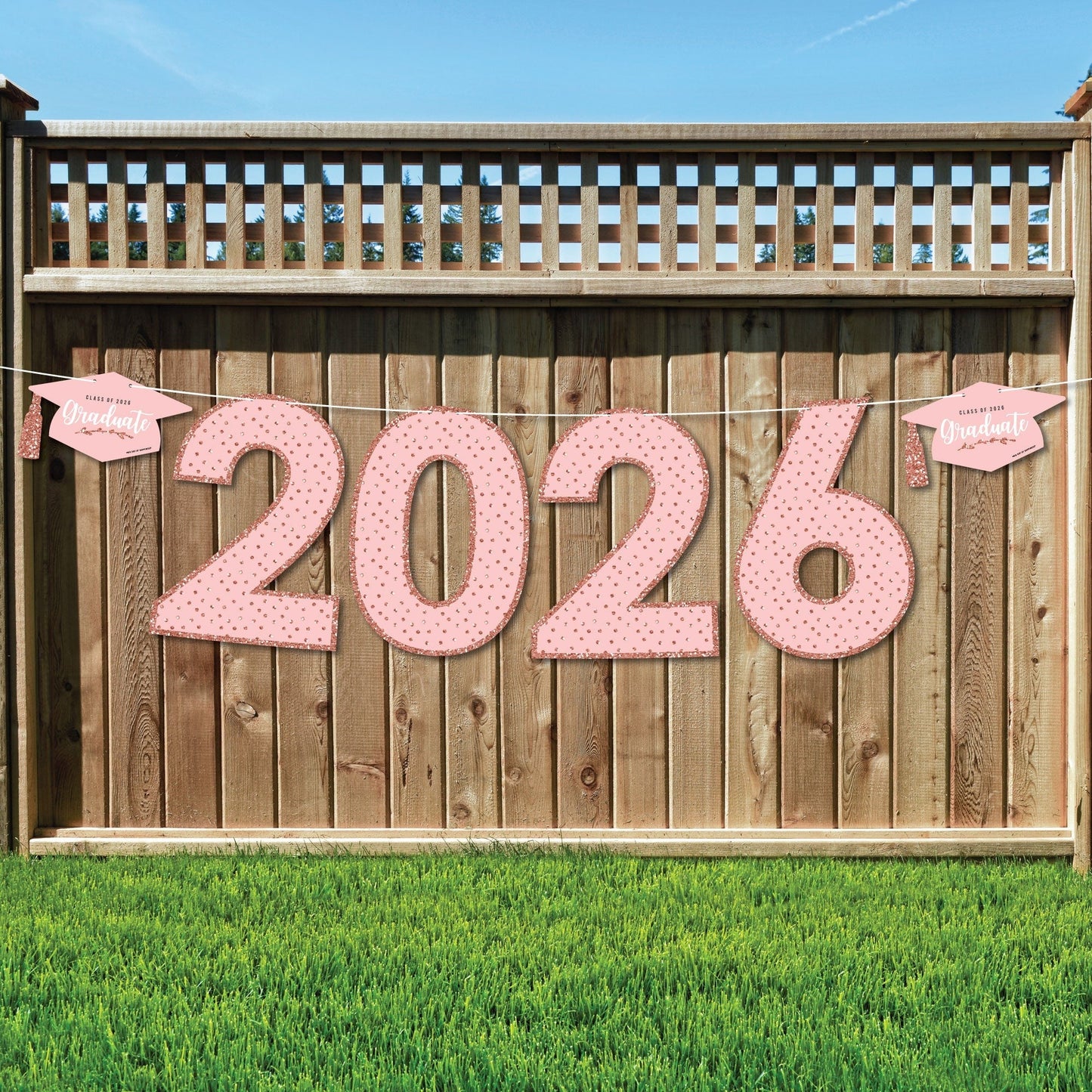 Rose Gold Grad - Large Graduation Party Decorations - 2026 - Outdoor Letter Banner
