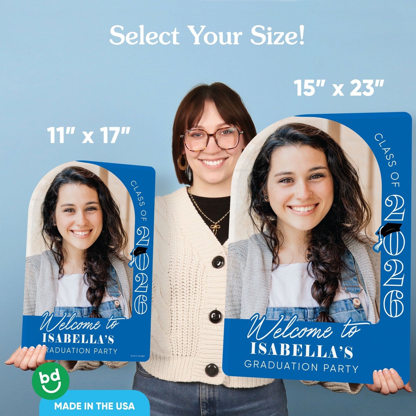 Custom Photo Grad Welcome Sign Blue