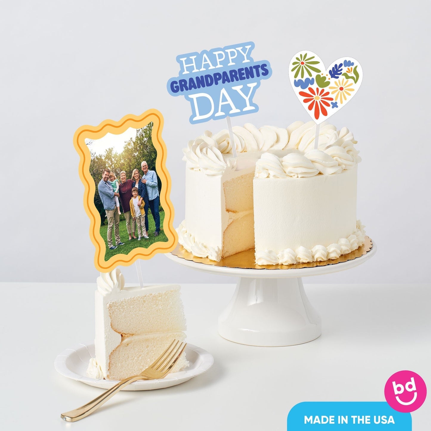 Custom Photo Colorful Grandparents Day Cake Topper - 3 Pc