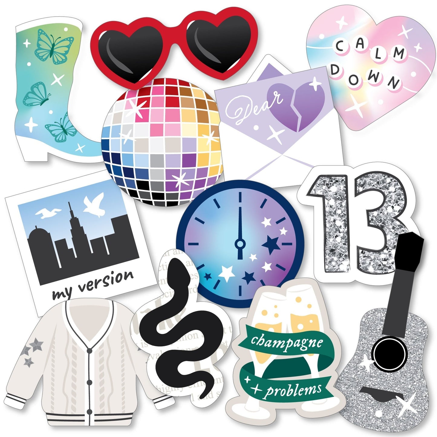 In My Party Era - DIY Shaped Celebrity Concert Party Cut-Outs - 24 Count - DIY Shaped Celebrity Concert Party Cut-Outs - 24 Count