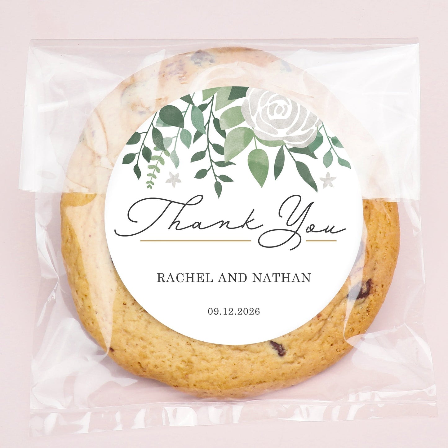 Custom Text Stickers & Clear Cookie Bags - Boho Botanical