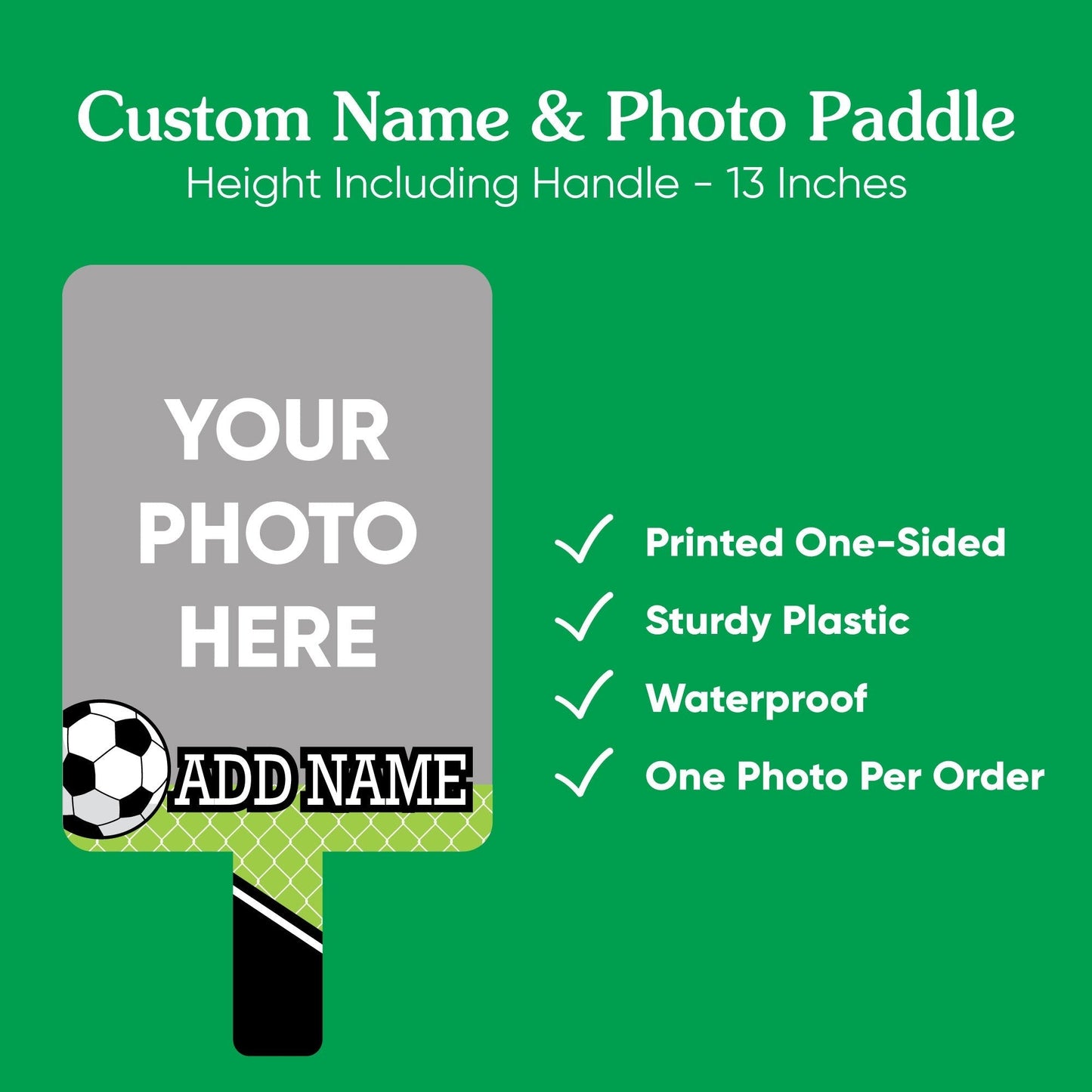 Custom Grad Soccer Photo Paddle 1, 3, 6, or 12 Ct