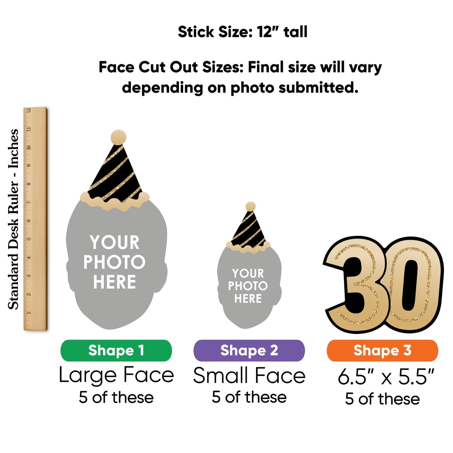 Custom Photo 30th Birthday Table Toppers - 15 Ct