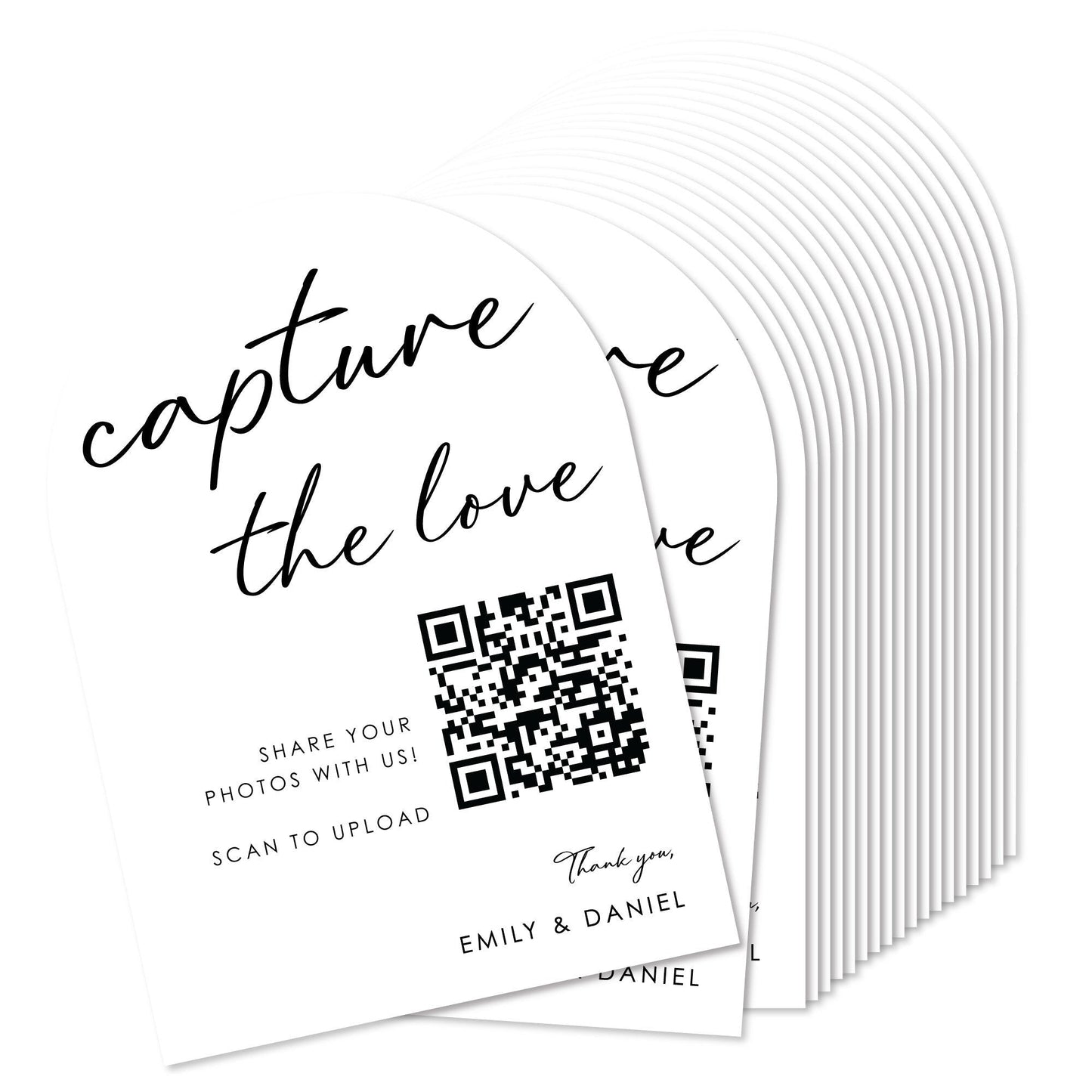 Custom Photo - Capture The Love QR Code Wedding Table Numbers - 20 Ct