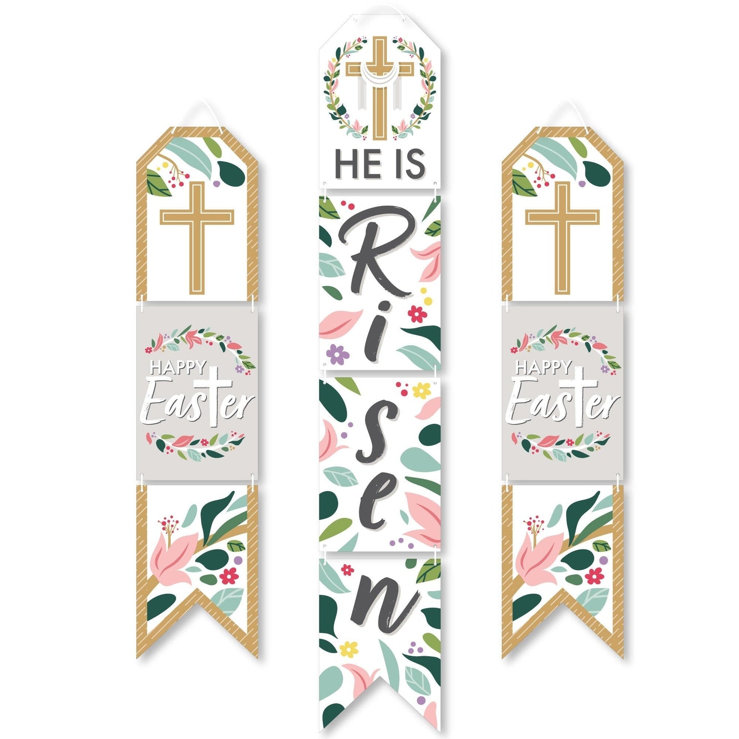 Religious Easter - Hanging Vertical Paper Door Banners - Christian Holiday Party Wall Decoration Kit - Indoor Door Decor