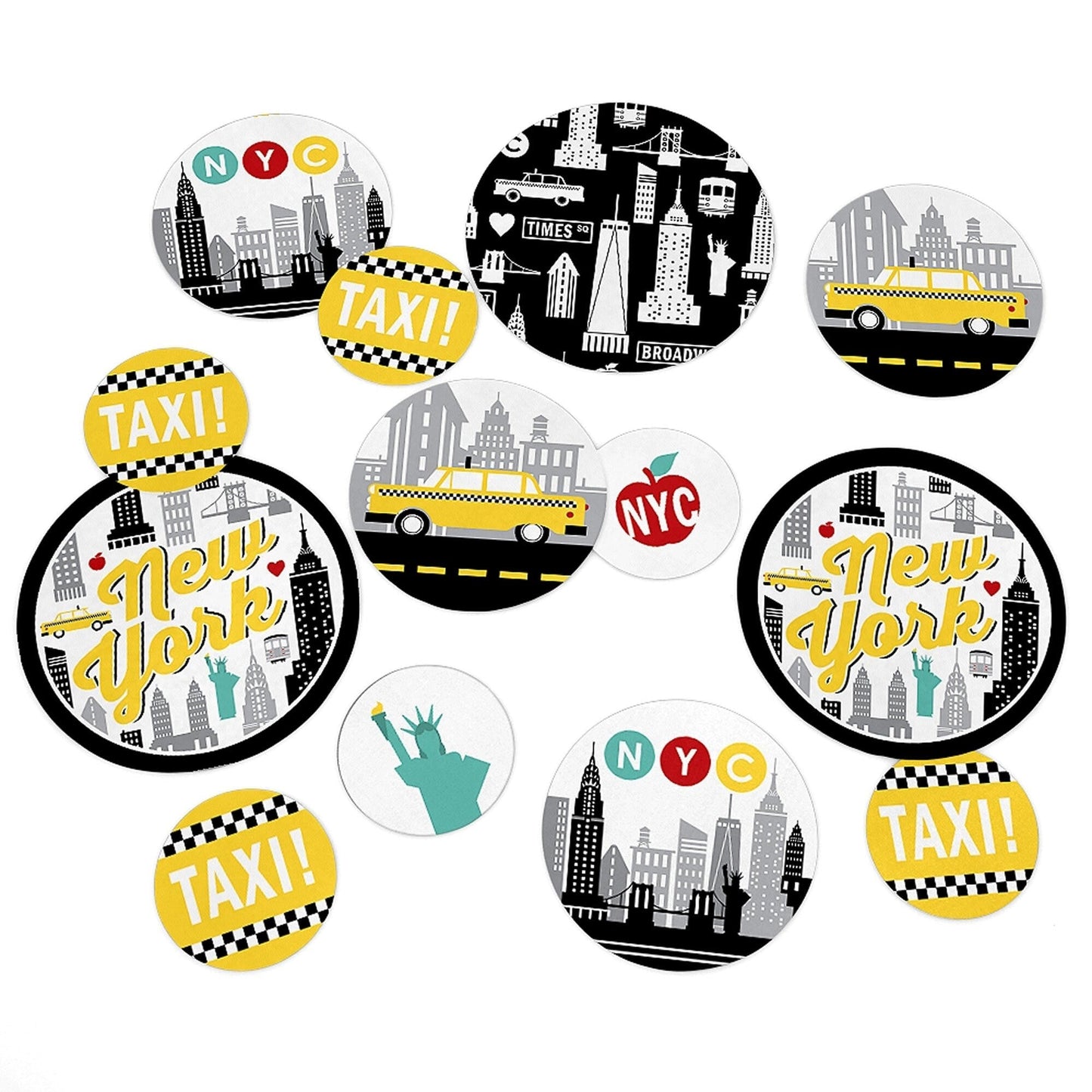 NYC Cityscape - New York City Party Giant Circle Confetti - Party Decorations - Large Confetti 27 Count