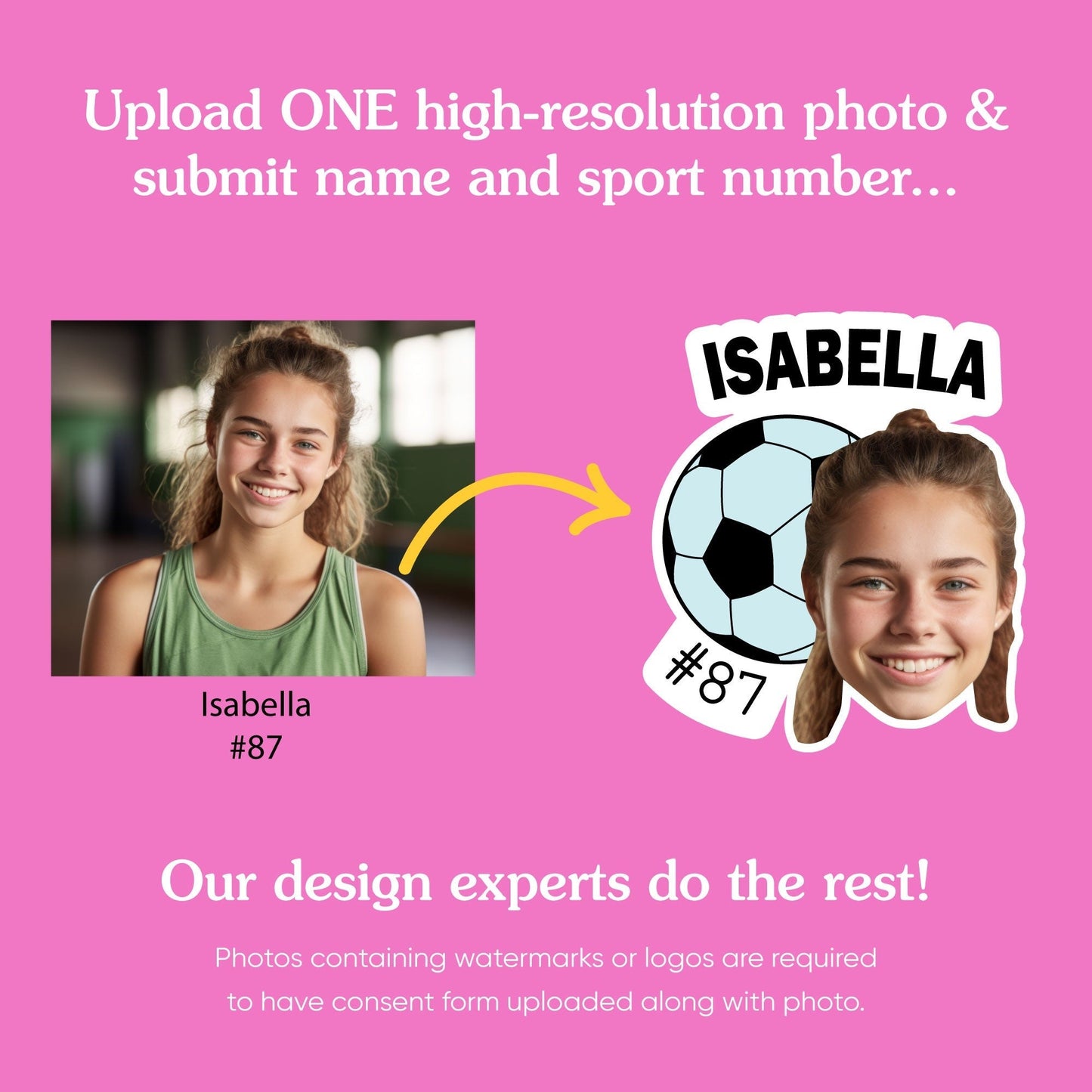 Custom Photo Soccer Temporary Tattoos - 12 Ct