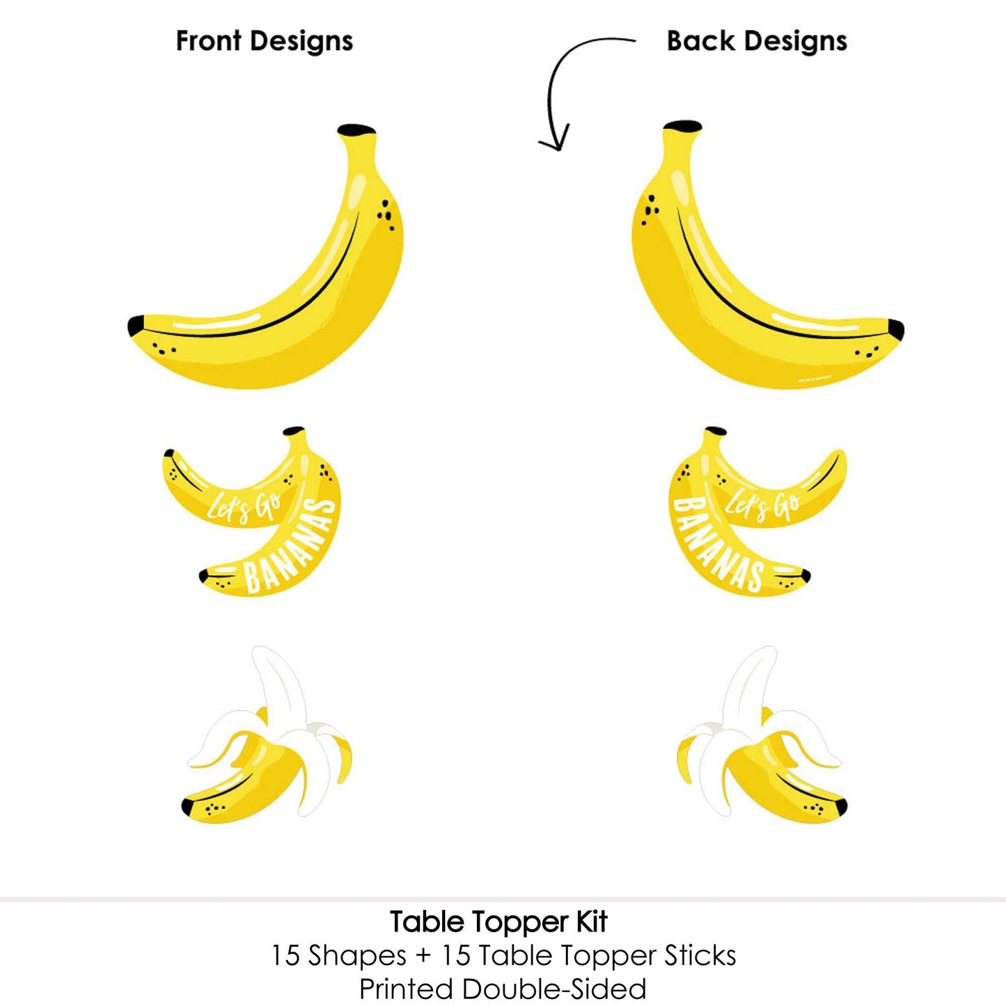 Let's Go Bananas - Tropical Party Centerpiece Sticks - Table Toppers - Set of 15