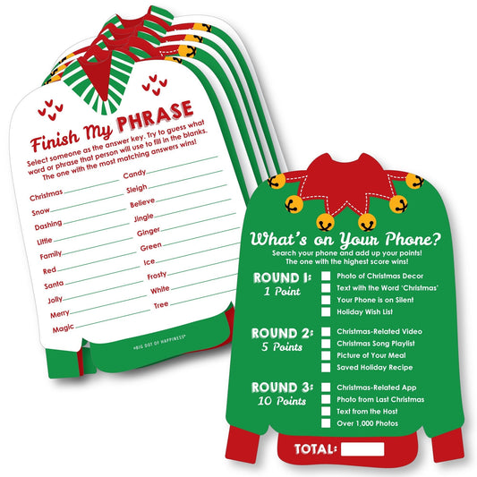 Ugly Sweater - 2-in-1 Holiday and Christmas Party Cards - Activity Duo Games - Set of 20