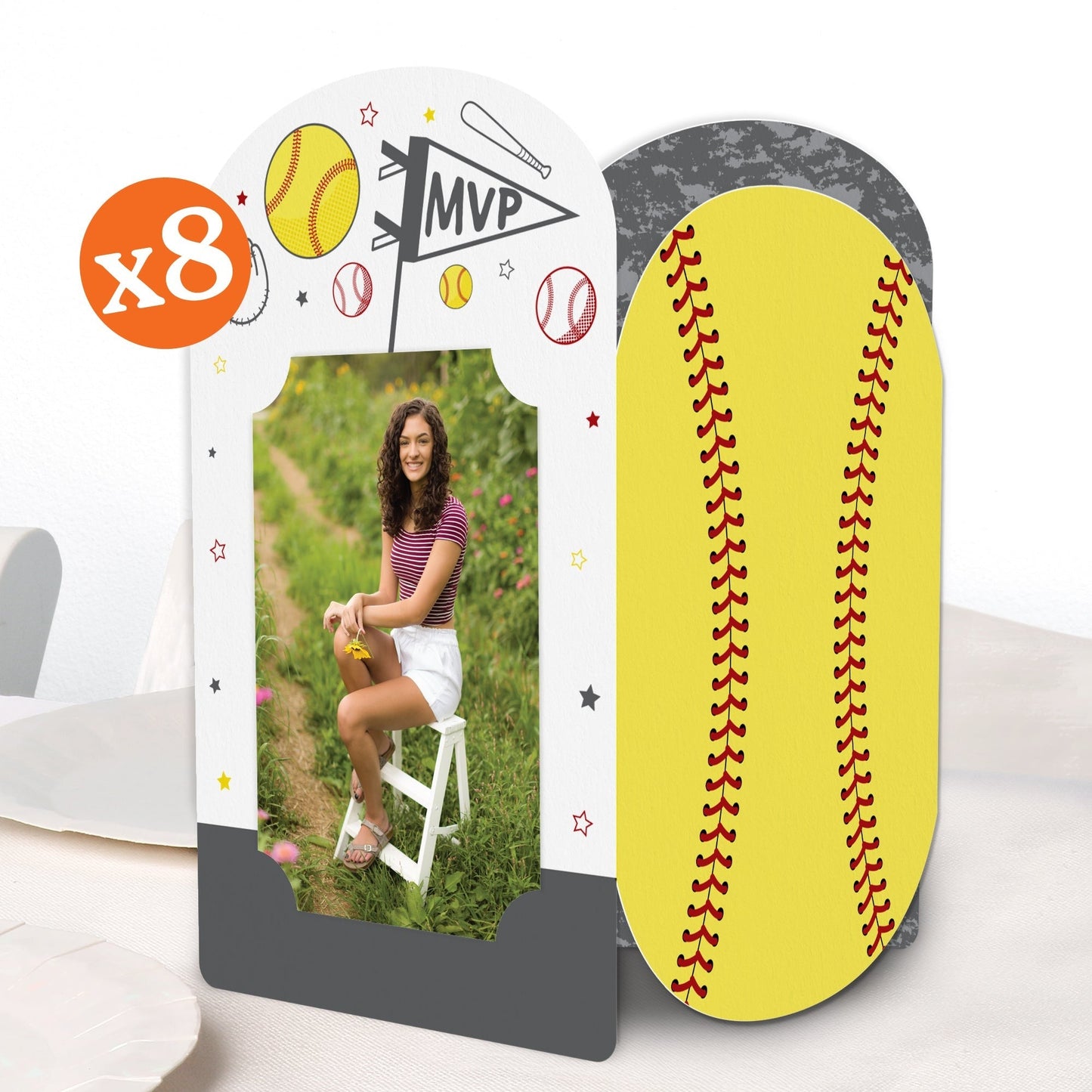 Fastpitch Softball Photo Centerpieces - 8 Ct