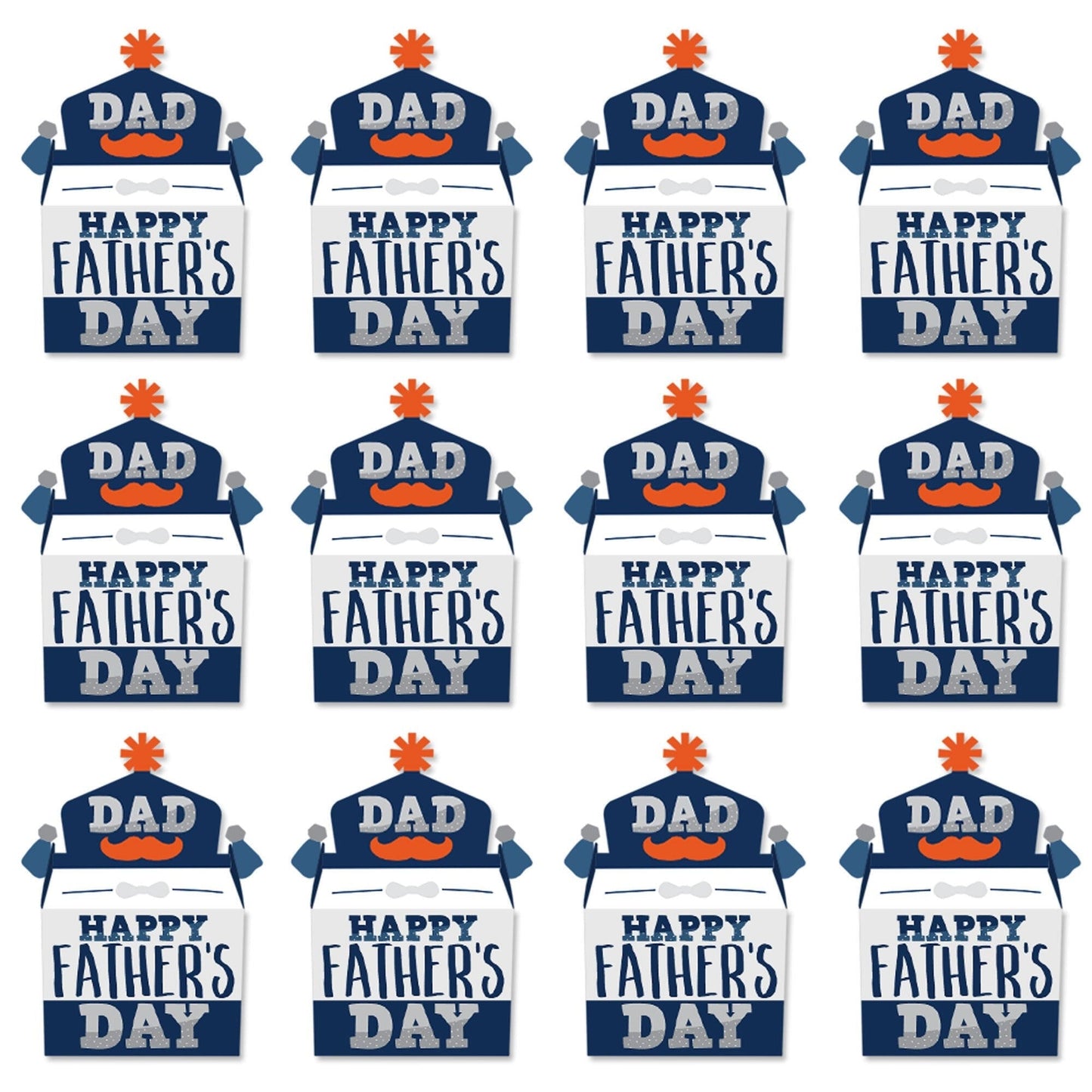 Happy Father's Day - Treat Box Party Favors - We Love Dad Party Goodie Gable Boxes - Set of 12