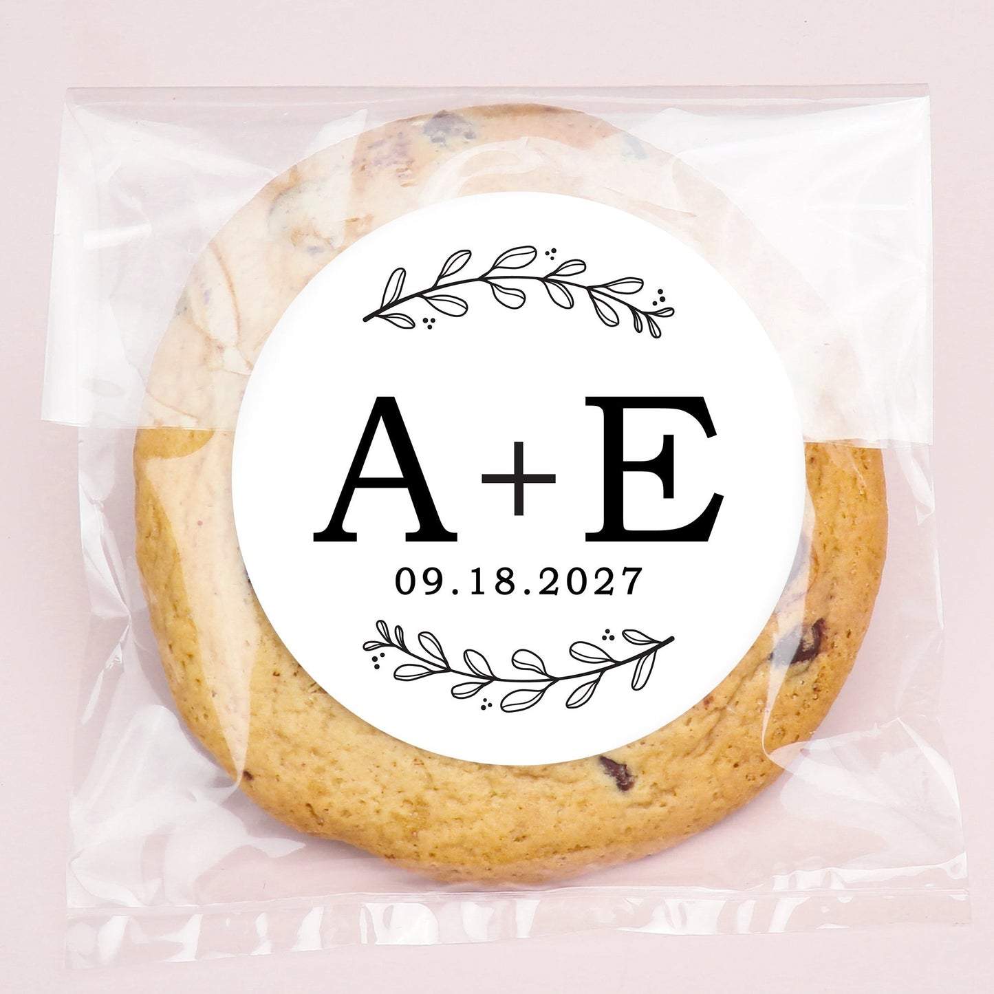 Custom Text Stickers & Clear Cookie Bags - Rustic Leaves