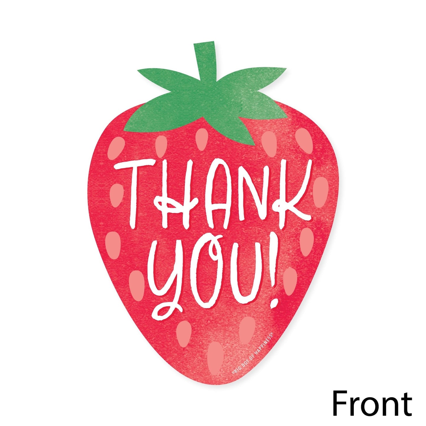 Berry Sweet Strawberry - Shaped Thank You Cards - Fruit Themed Birthday Party or Baby Shower Thank You Note Cards with Envelopes - Set of 12