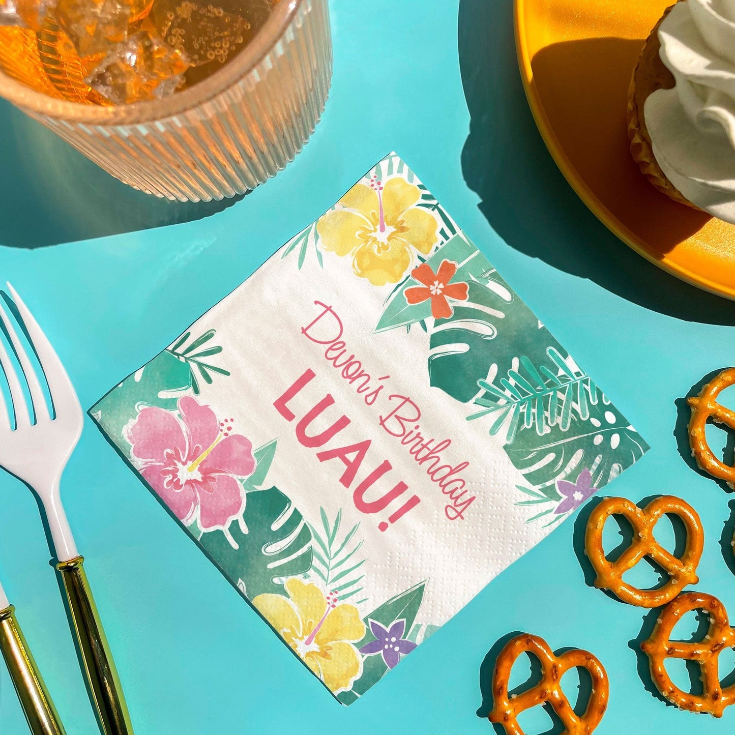 Custom Text Napkins - Hawaiian Luau