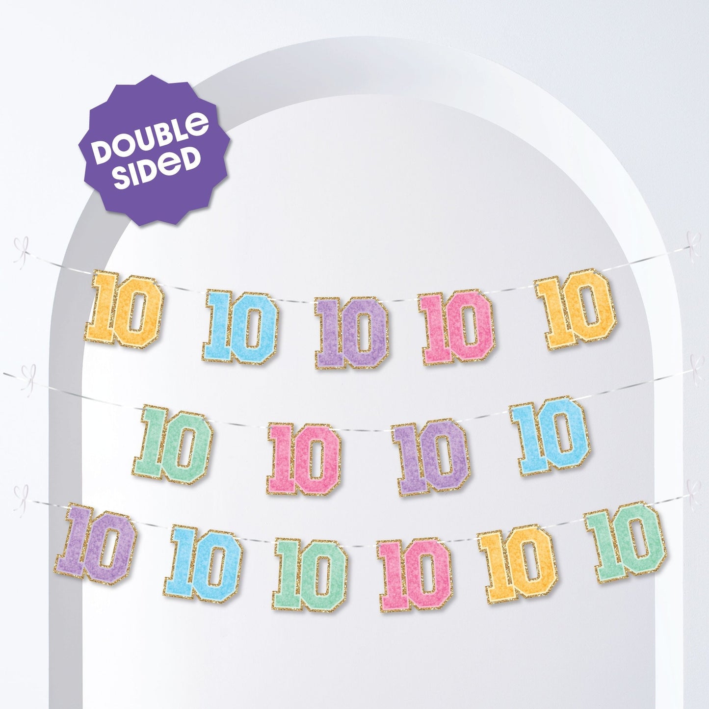 Preppy 10th Birthday Girl Garland Banner - 15 Pc