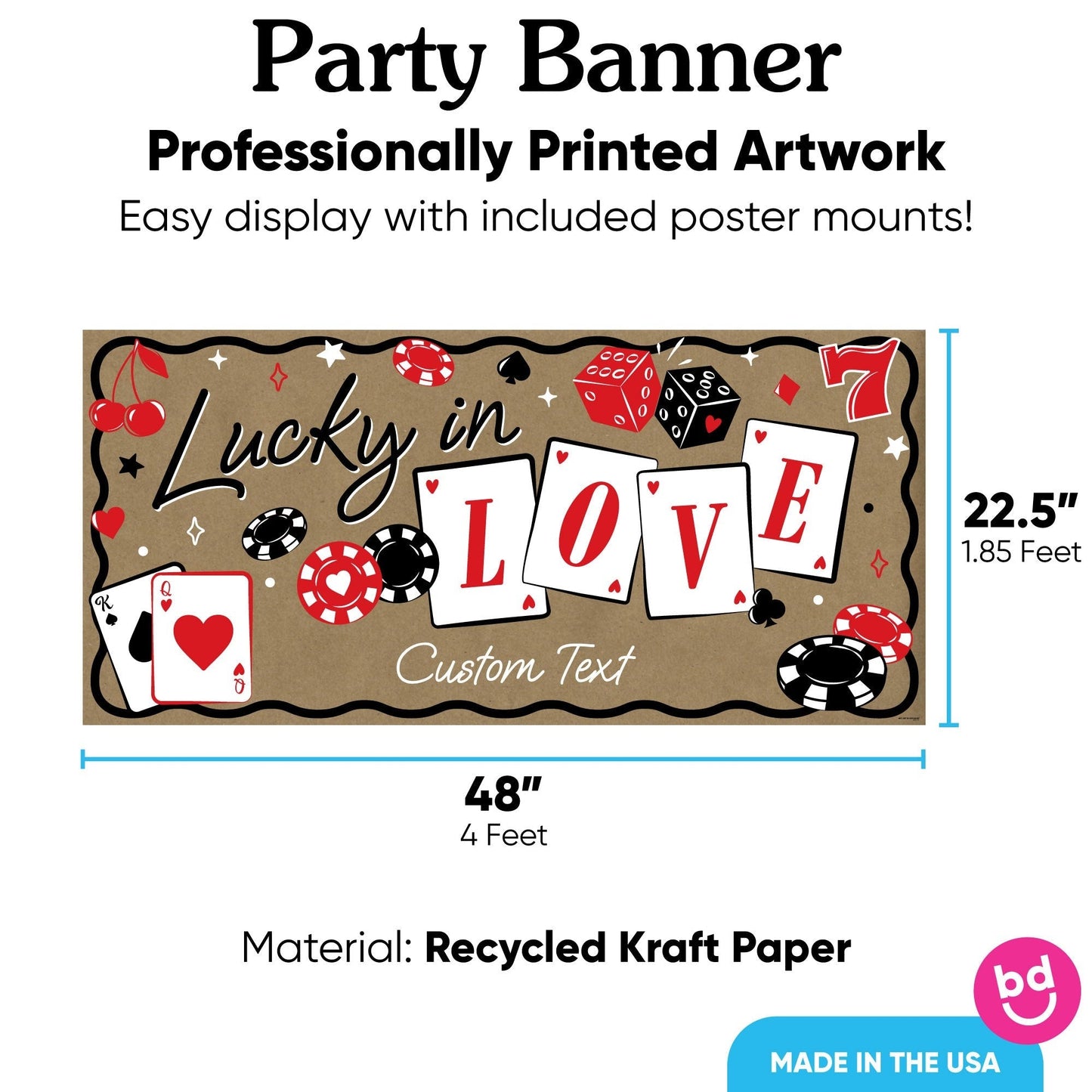Custom Text Lucky in Love Kraft Banner