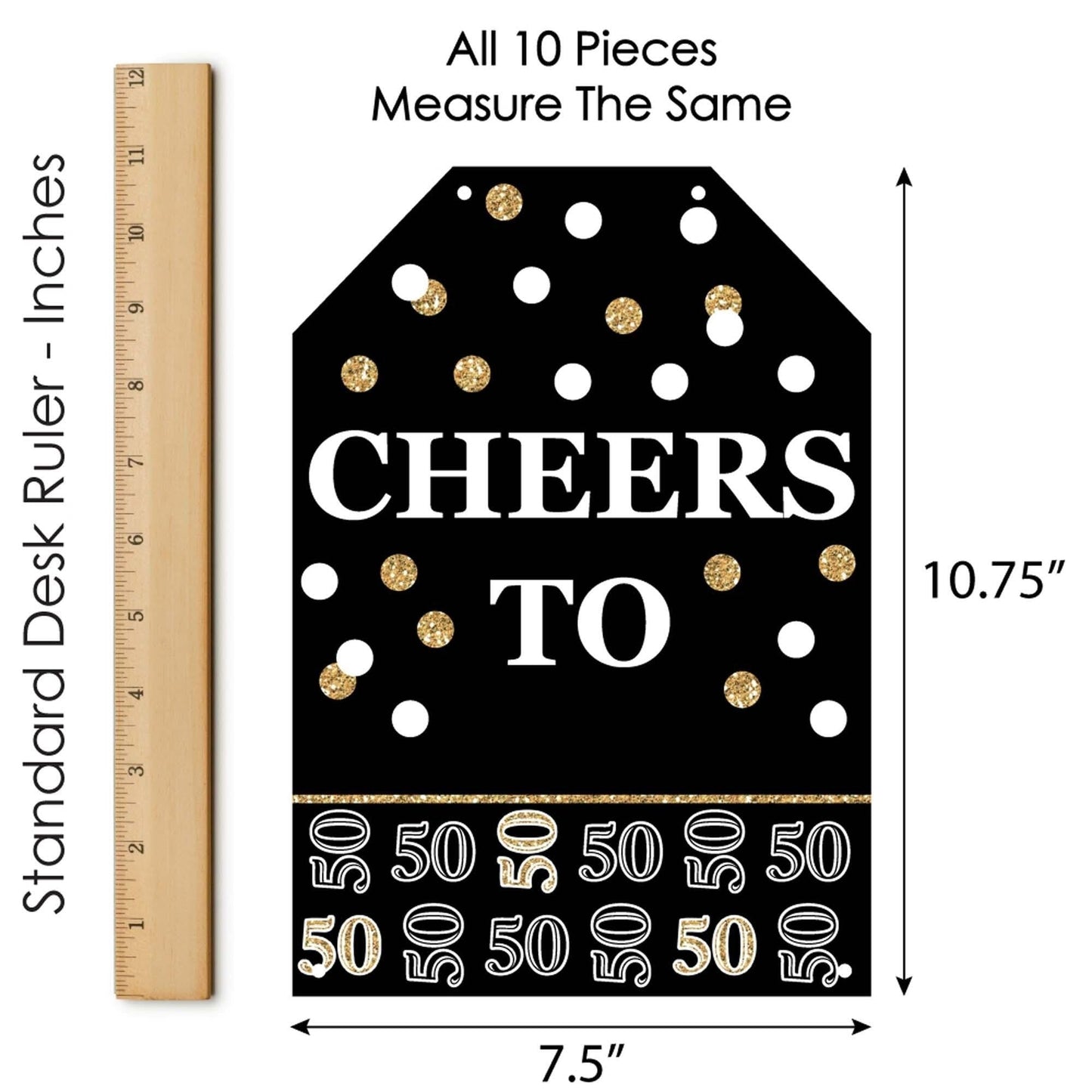 Adult 50th Birthday - Gold - Hanging Vertical Paper Door Banners - Birthday Party Wall Decoration Kit - Indoor Door Decor