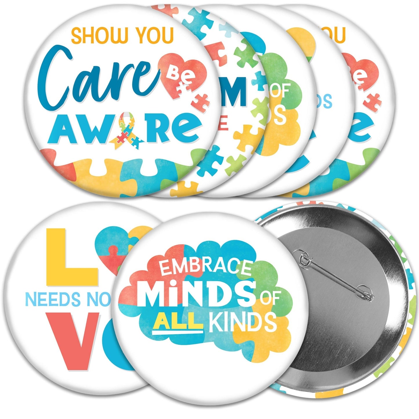 Autism Acceptance Pinback Buttons - 8 Ct