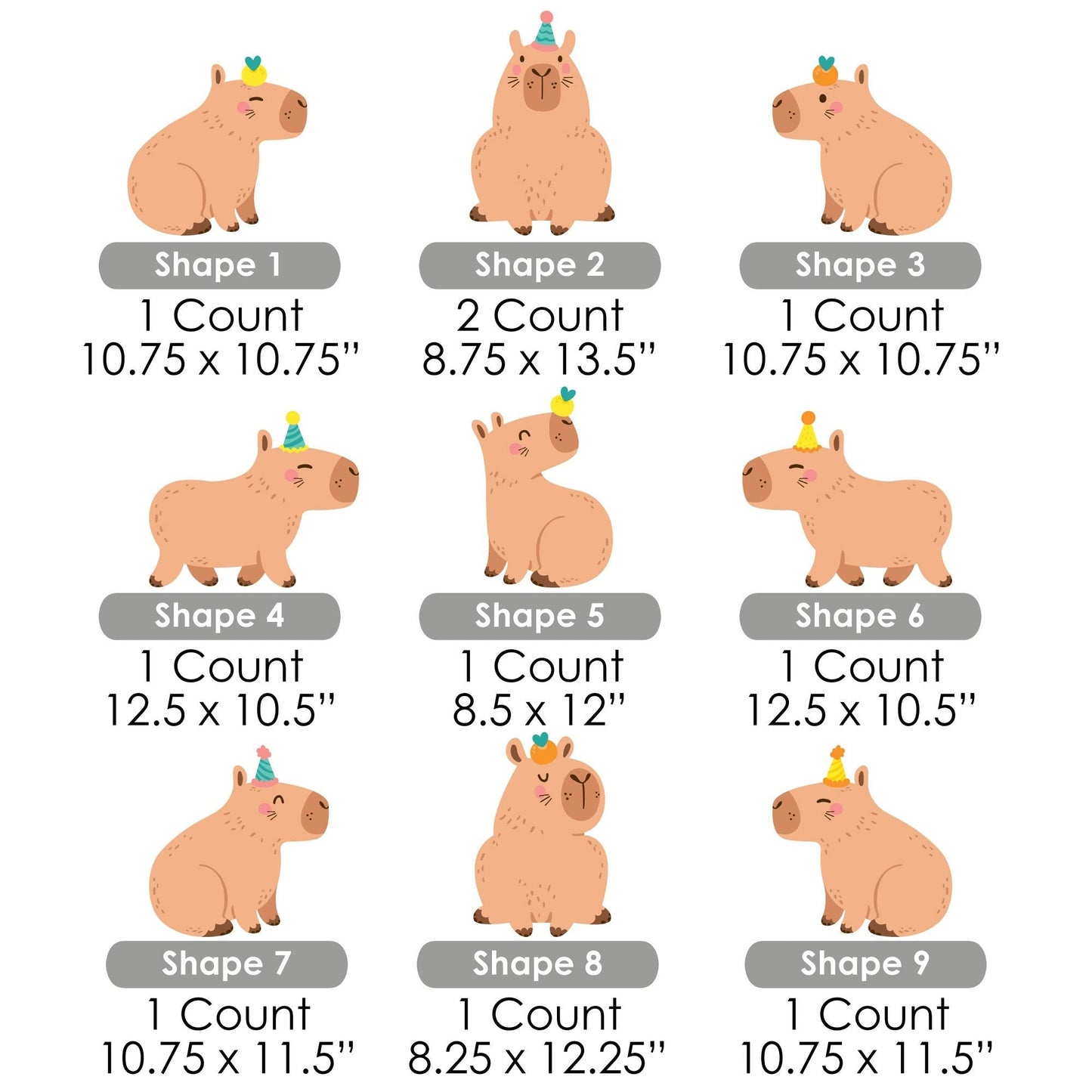 Capy Birthday - Lawn Decorations - Outdoor Capybara Party Yard Decorations - 10 Piece