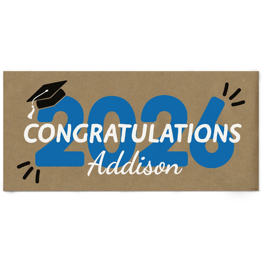 Custom Text Blue 2026 Grad Kraft Banner