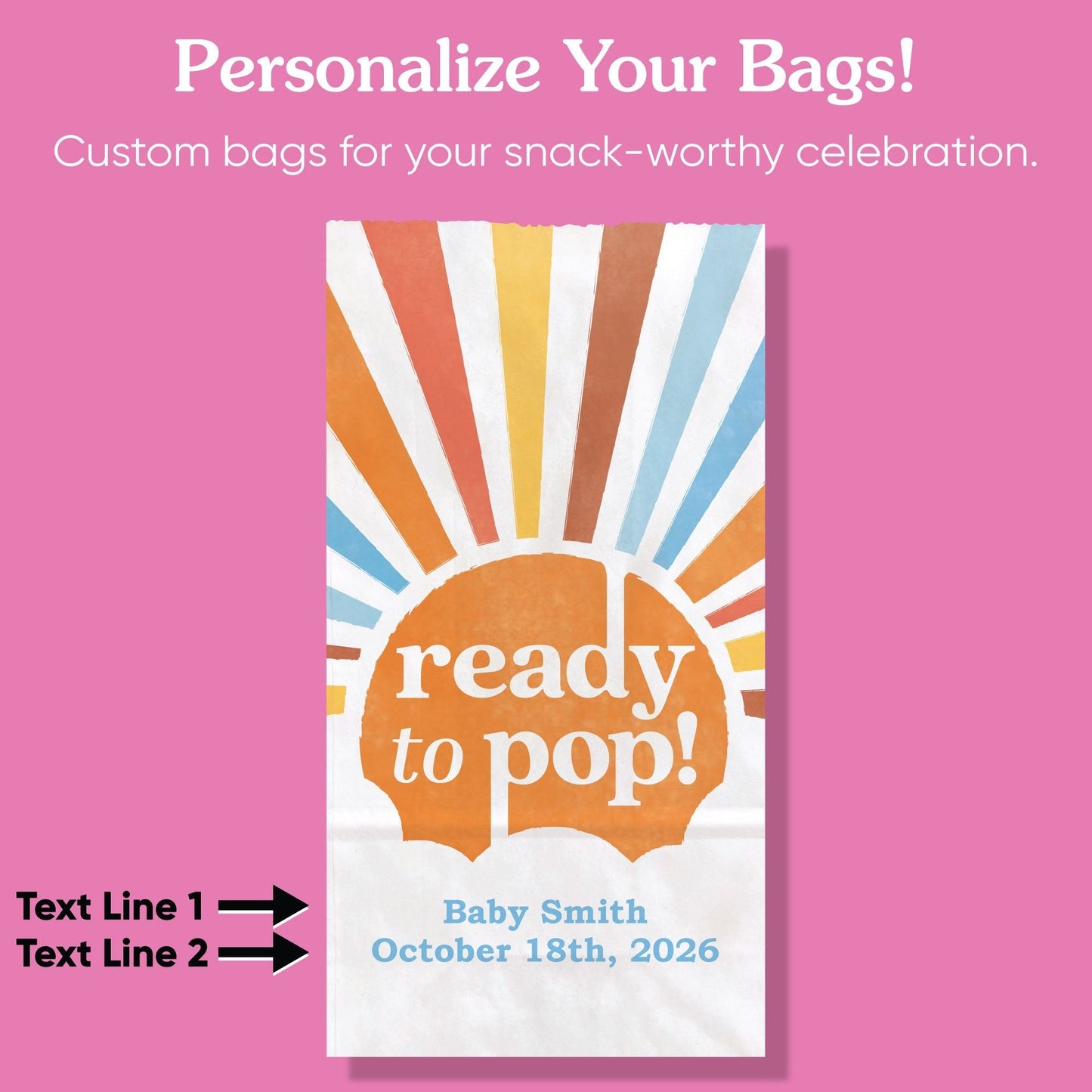 Custom Text Popcorn Bags - Here Comes the Son