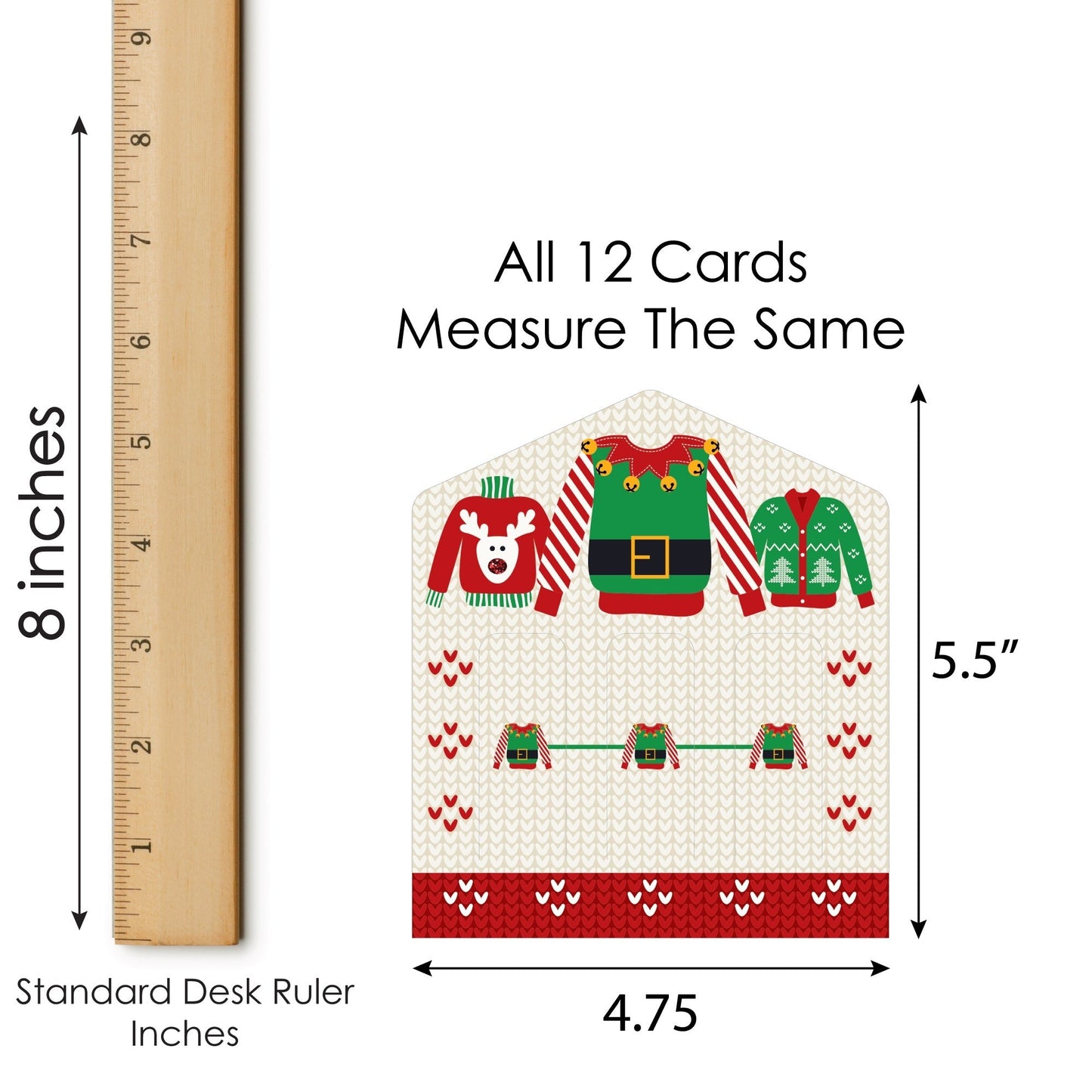 Ugly Sweater - Holiday and Christmas Party Game Pickle Cards - Pull Tabs 3-in-a-Row - Set of 12