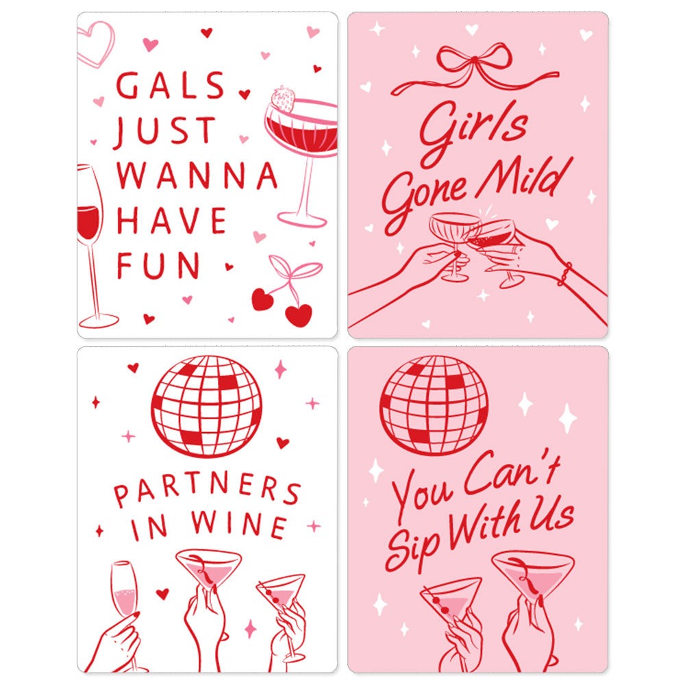 Drinks with the Girls Wine Bottle Labels - 4 Ct