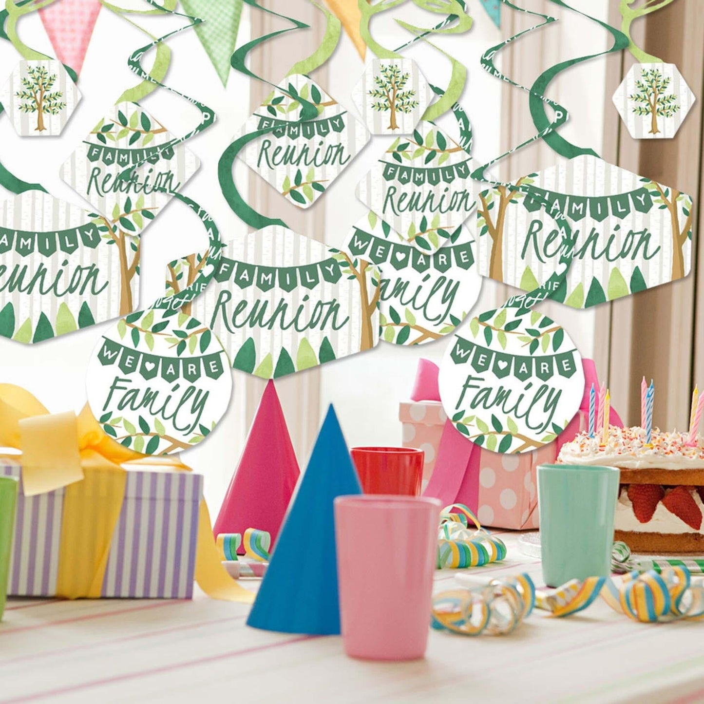 Family Tree Reunion - Family Gathering Party Hanging Decor - Party Decoration Swirls - Set of 40