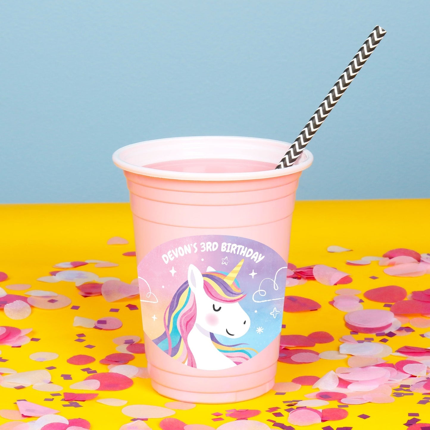 Custom Text Party Cups - Unicorn - 16 Ct