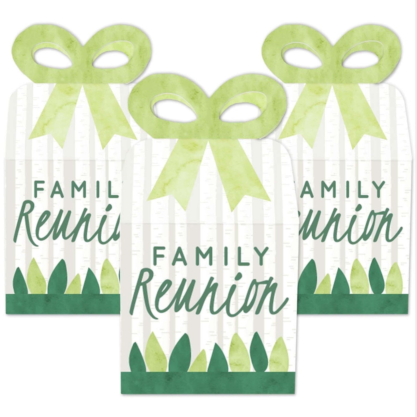 Family Tree Reunion - Square Favor Gift Boxes - Family Gathering Party Bow Boxes - Set of 12