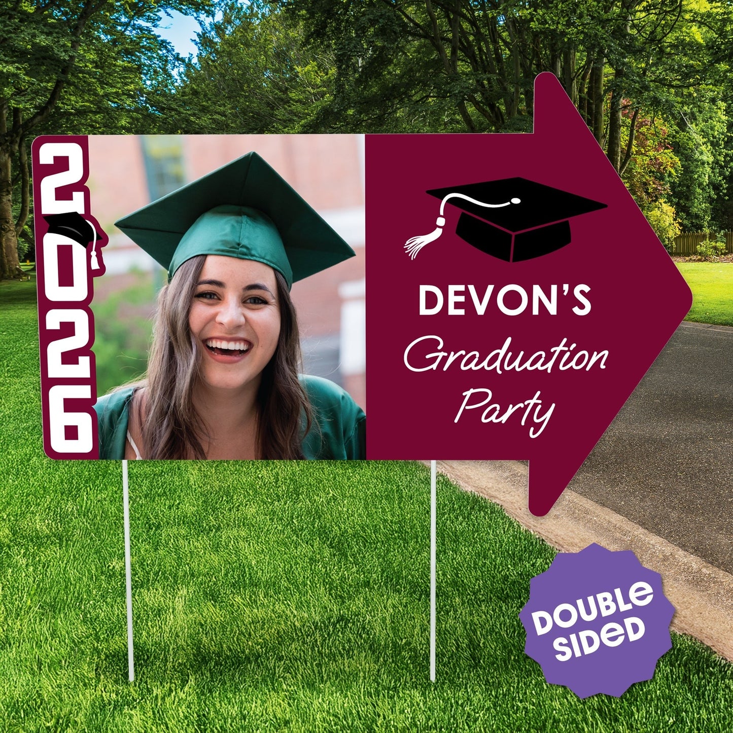 Custom Maroon Grad Yard Sign Arrows - 1 Ct