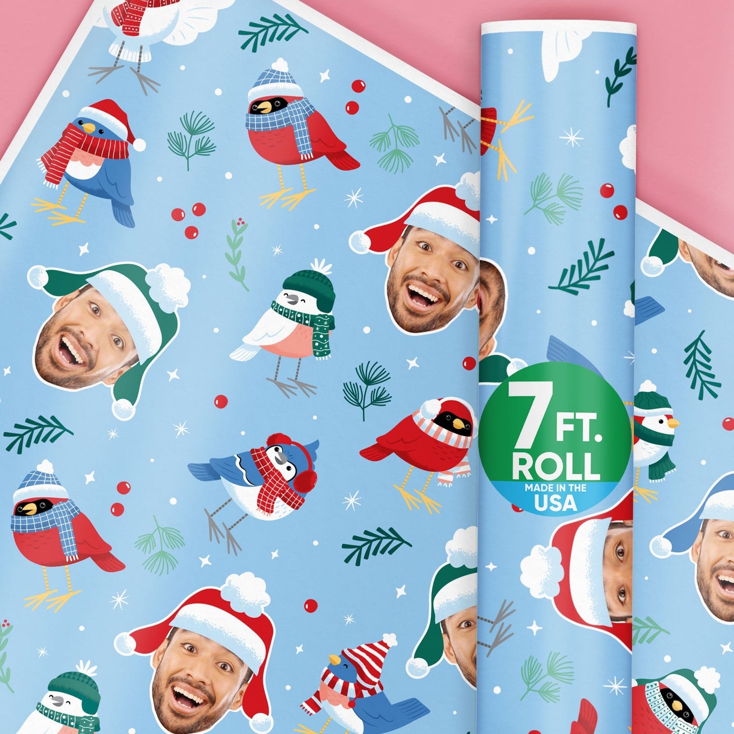 Custom Face Wrapping Paper - Winter Birds