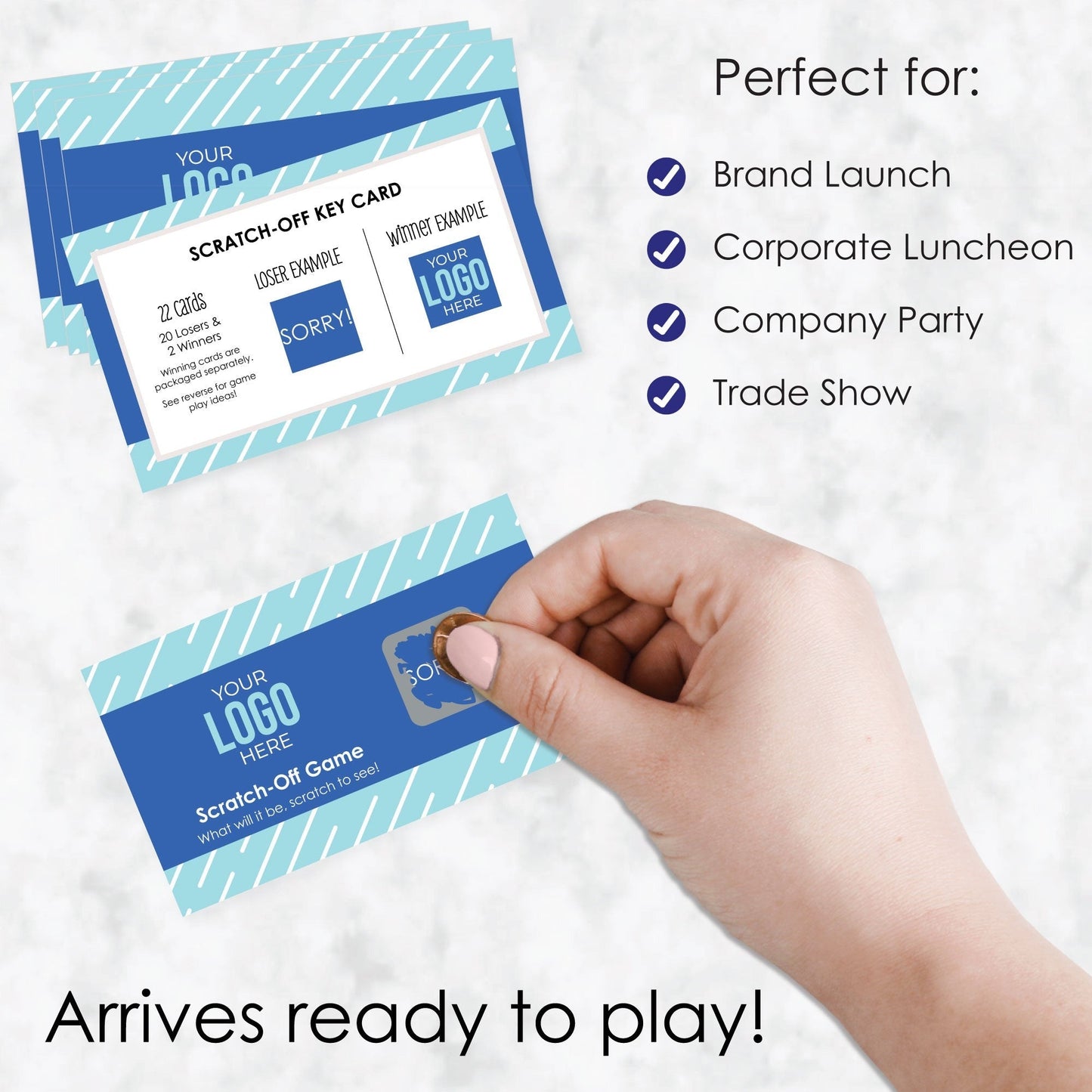 Custom Logo Scratch Off Cards - Personalized Branded Business Party Game - 22 Count