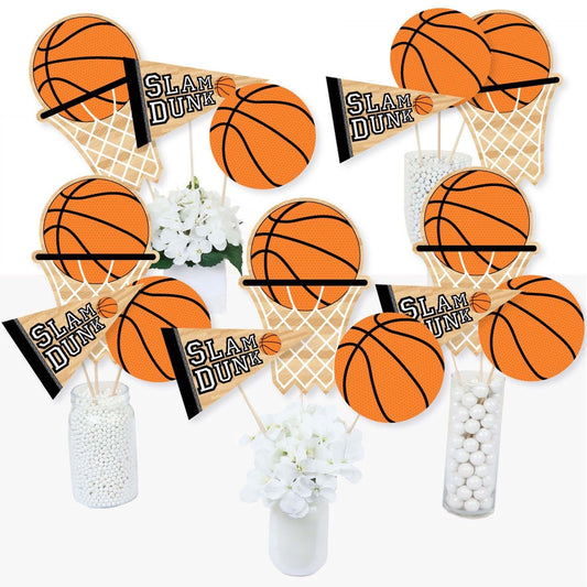 Nothin' But Net - Basketball - Baby Shower or Birthday Party Centerpiece Sticks - Table Toppers - Set of 15