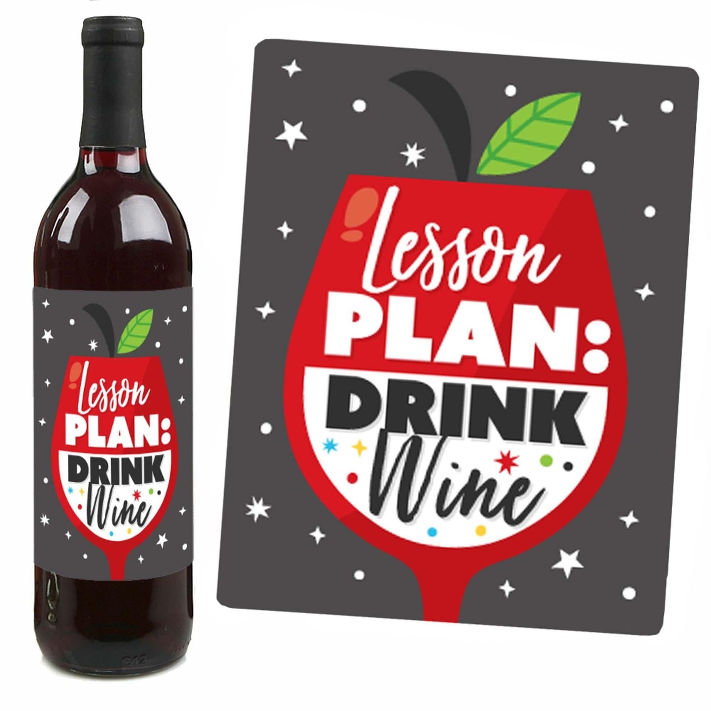 Teacher Retirement - Happy Retirement Party Decorations for Women and Men - Wine Bottle Label Stickers - Set of 4