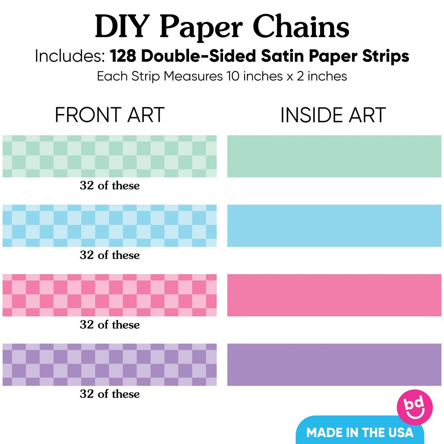 Preppy 10th Birthday Girl DIY Paper Chains - 128 Pc