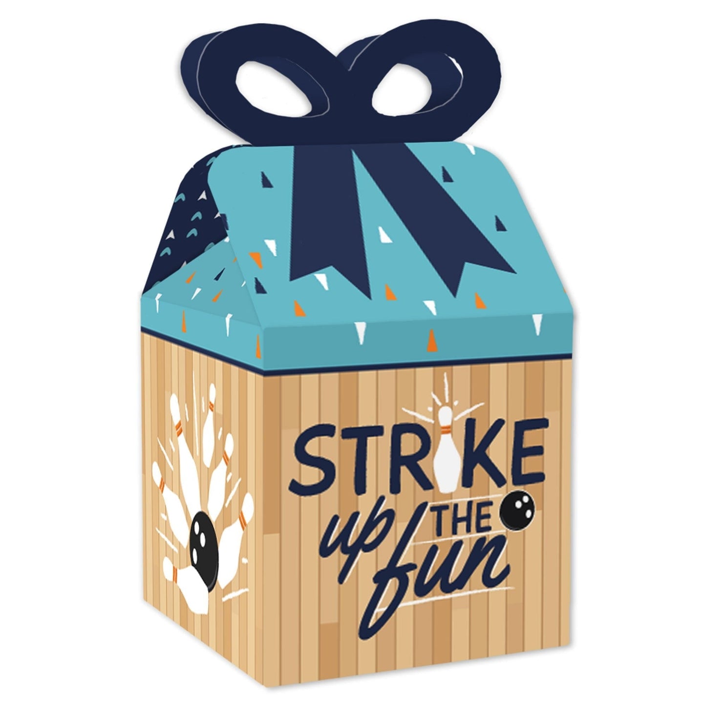 Strike Up the Fun - Bowling - Square Favor Gift Boxes - Birthday Party or Baby Shower Bow Boxes - Set of 12