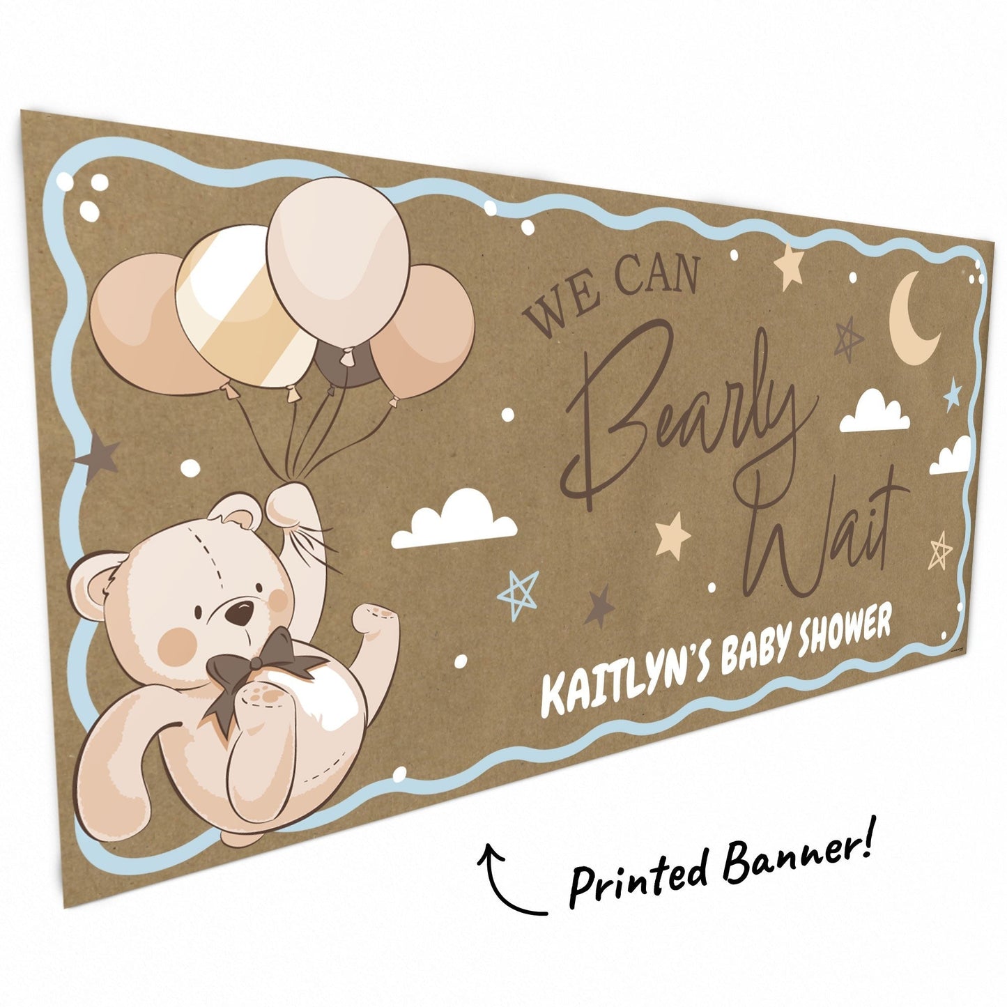 Custom Text We Can Bearly Wait Kraft Banner