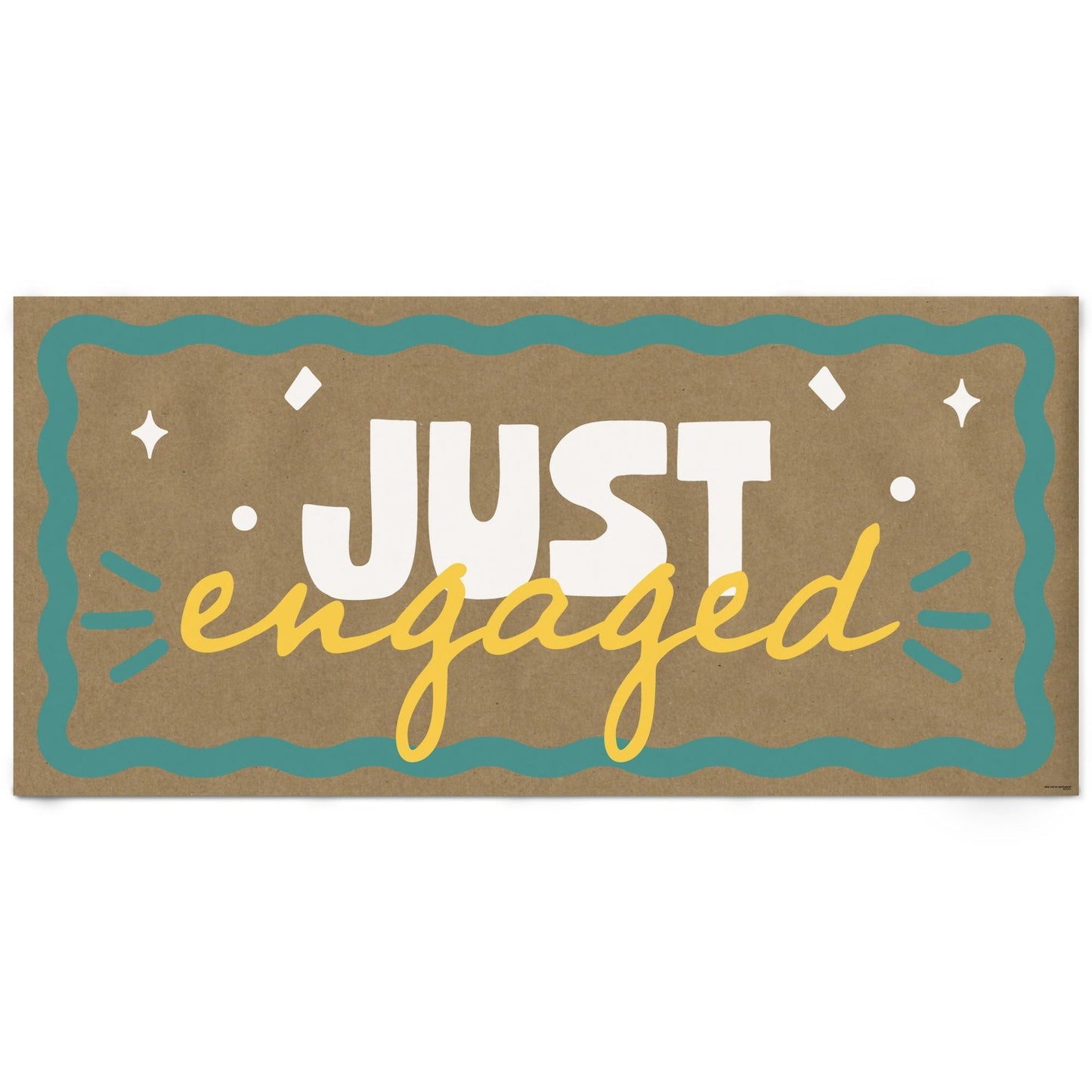 Wavy Just Engaged Kraft Banner