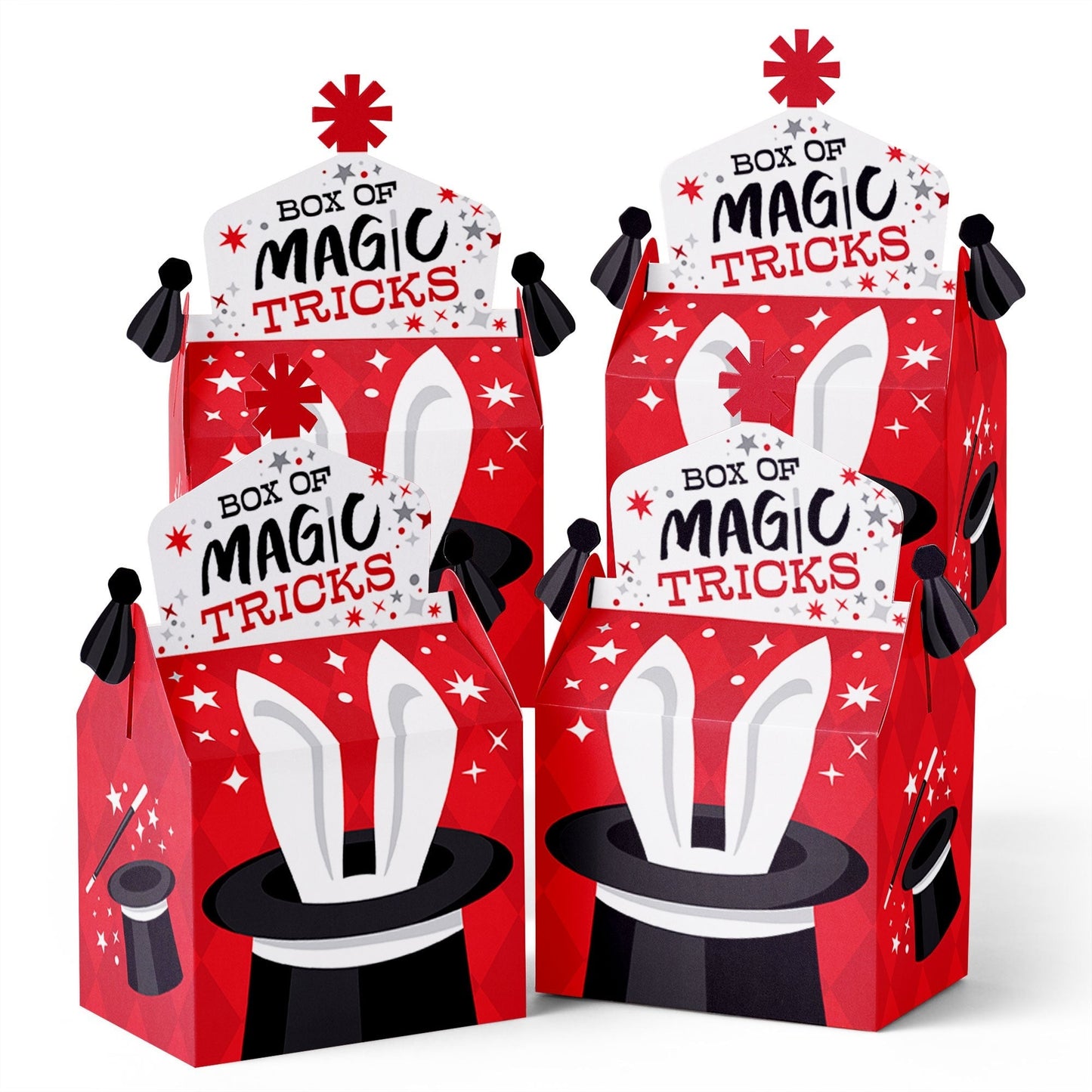 Ta-Da, Magic Show - Treat Box Party Favors - Magical Birthday Party Goodie Gable Boxes - Set of 12