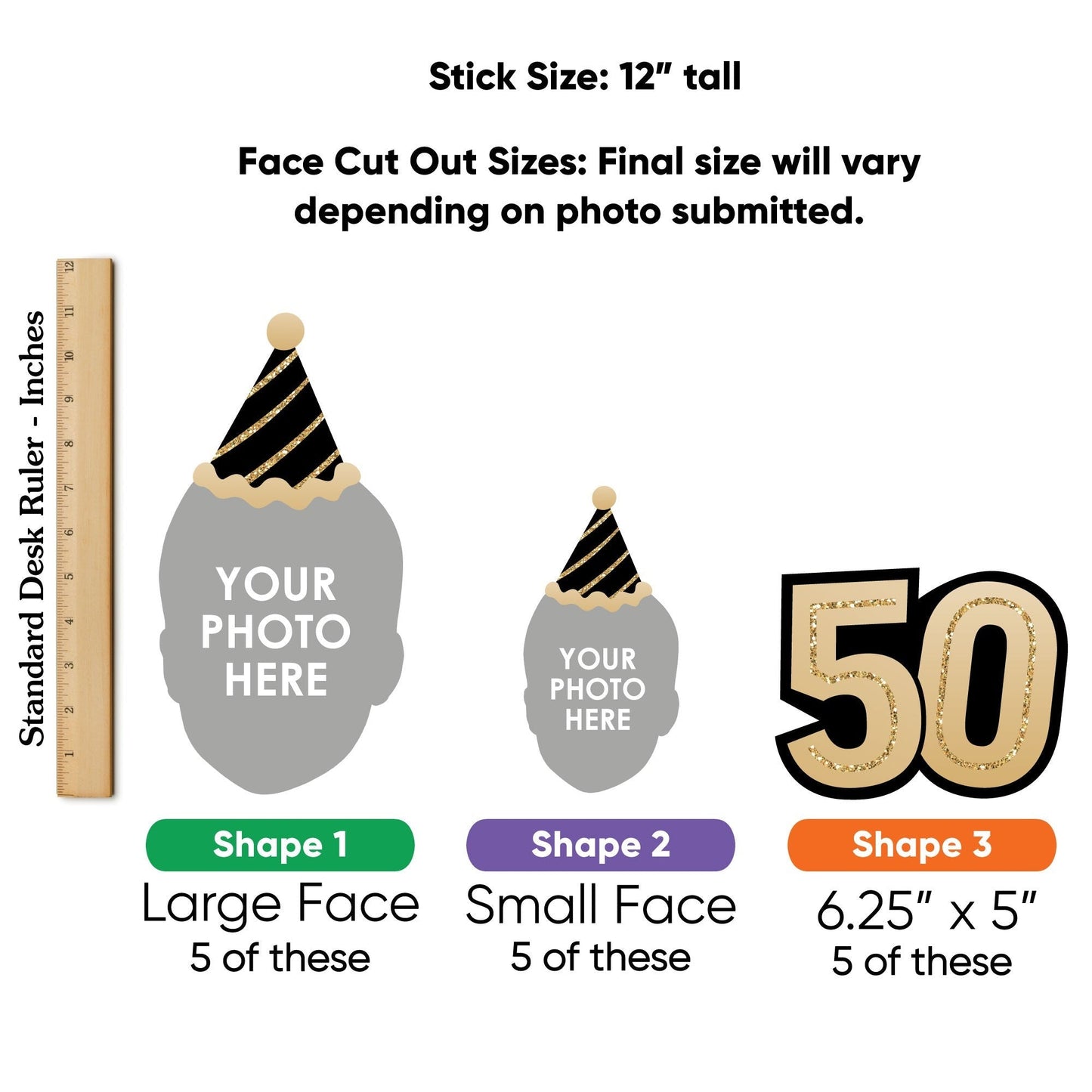 Custom Photo 50th Birthday Table Toppers - 15 Ct
