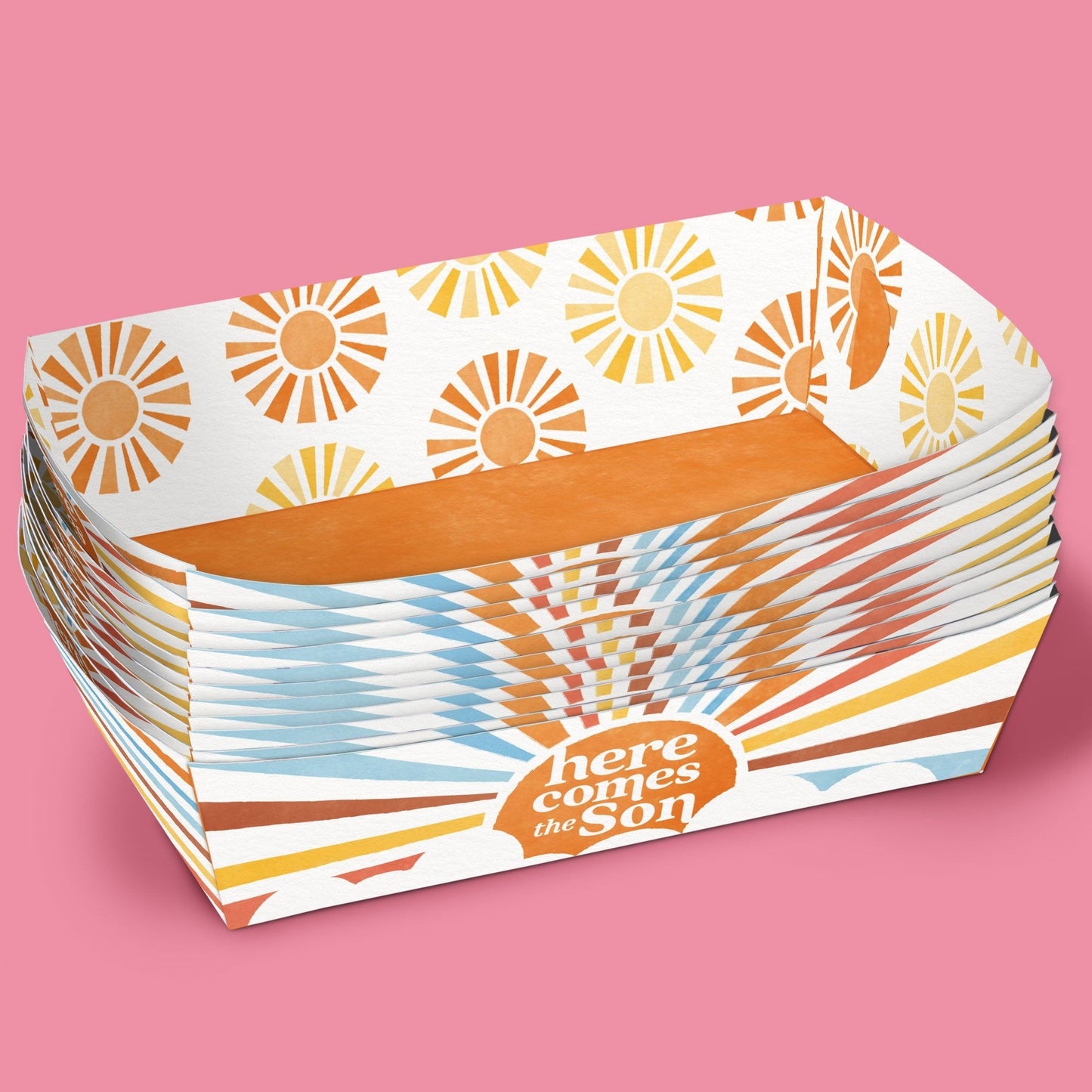 Here Comes The Son Paper Food Trays - 12 Ct