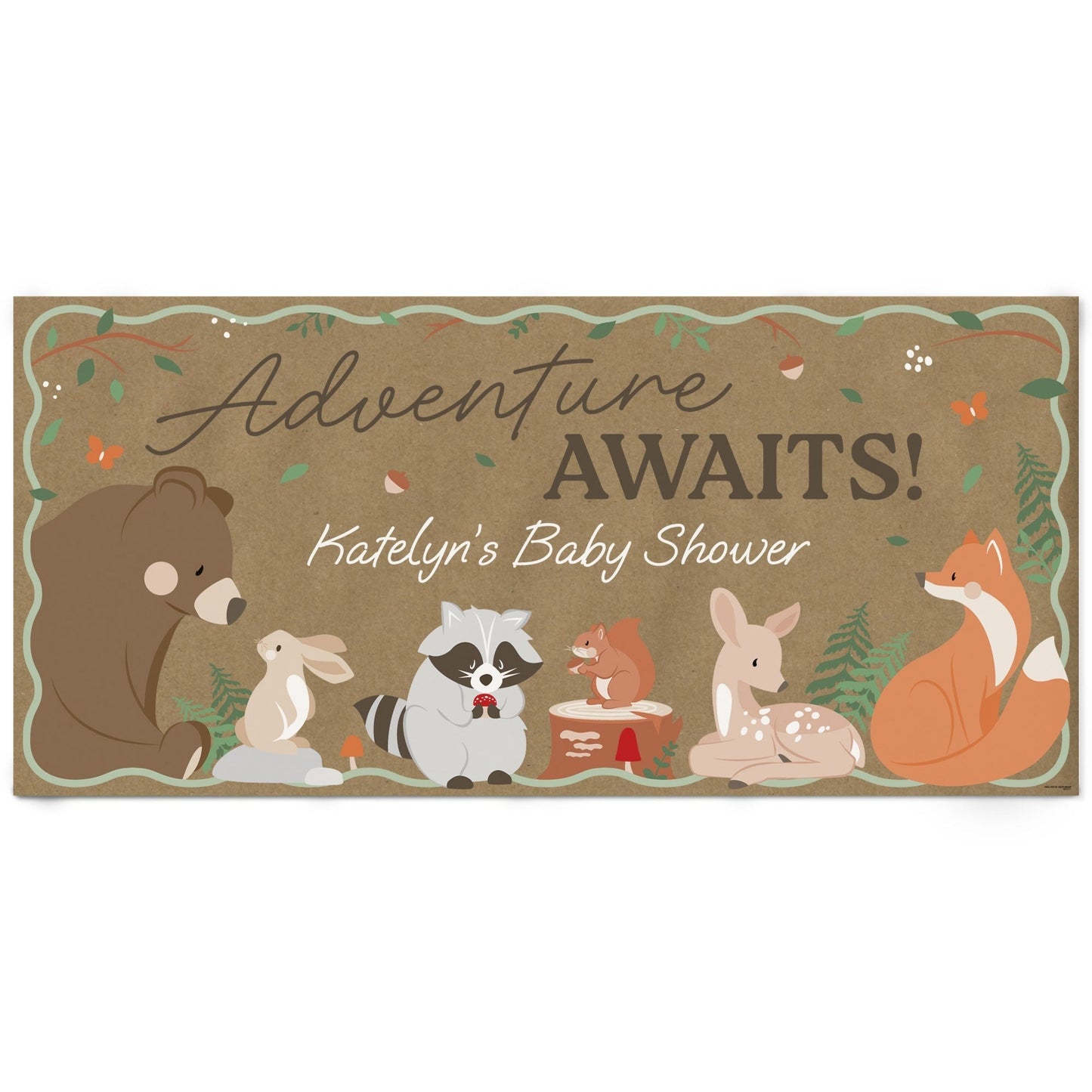 Custom Text Woodland Animals Kraft Banner
