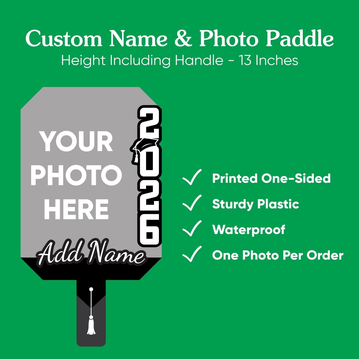 Custom Grad Black & White Photo Paddle 1, 3, 6, or 12 Pc