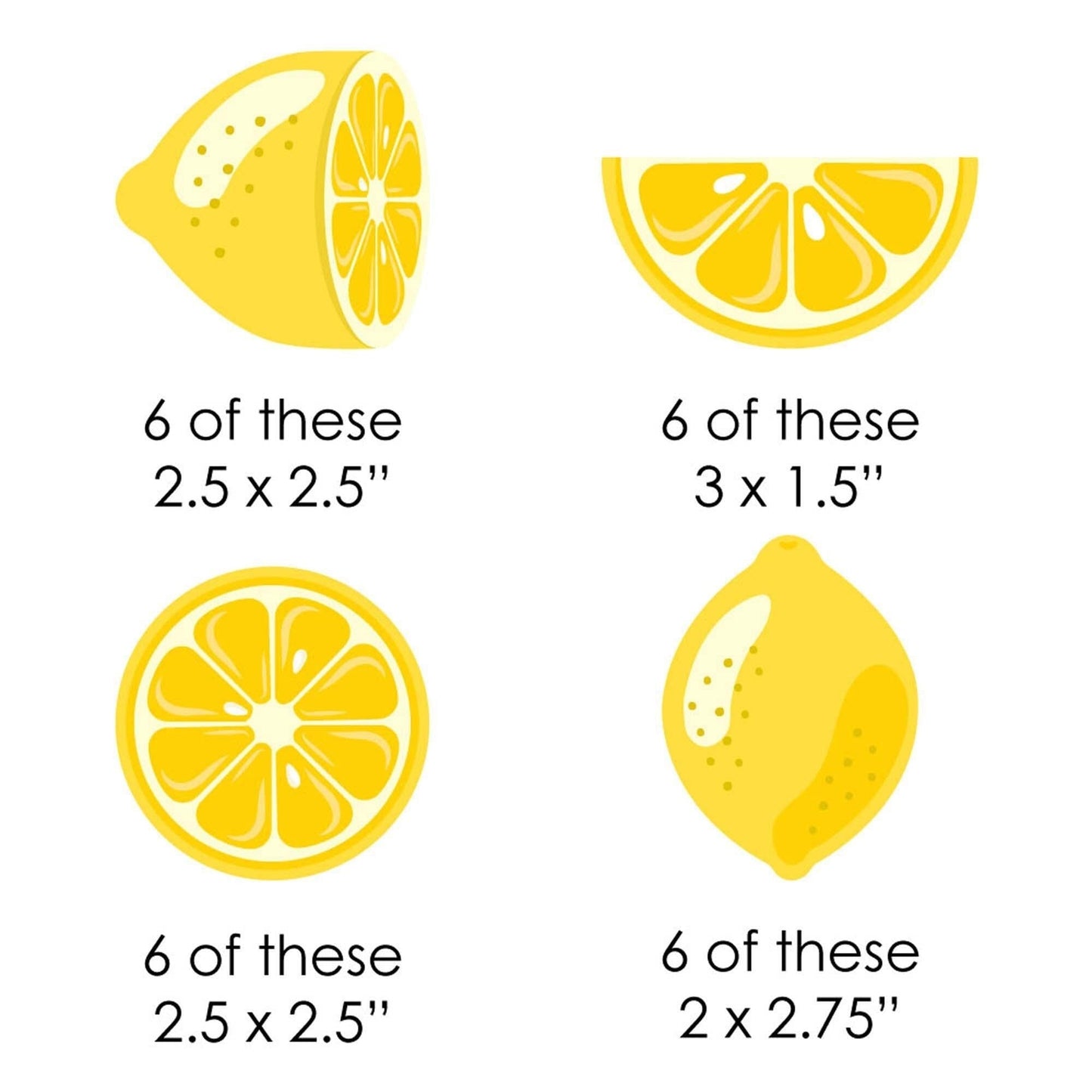 So Fresh - Lemon - Paper Straw Decor - Citrus Lemonade Party Striped Decorative Straws - Set of 24