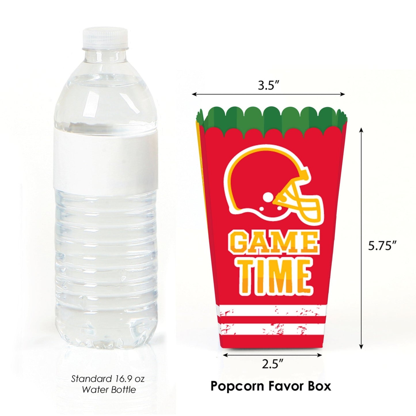 The Big Game - Red and Yellow - Football Party Favor Popcorn Treat Boxes - Set of 12