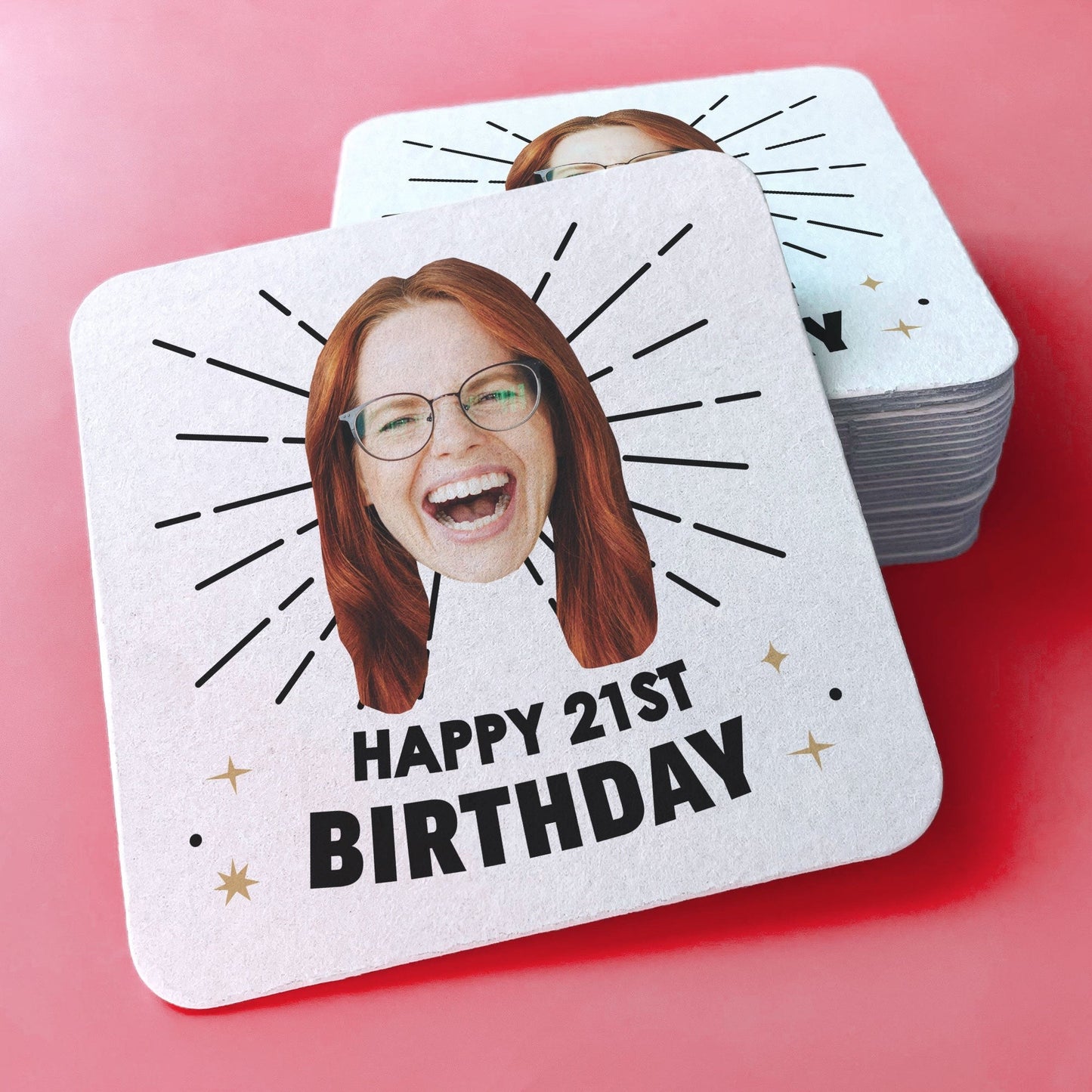 Custom Face Coasters - Happy Birthday