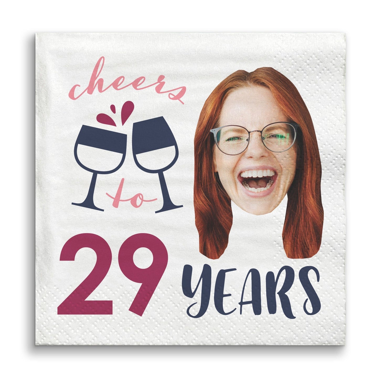 Custom Face Napkins - Wine Birthday