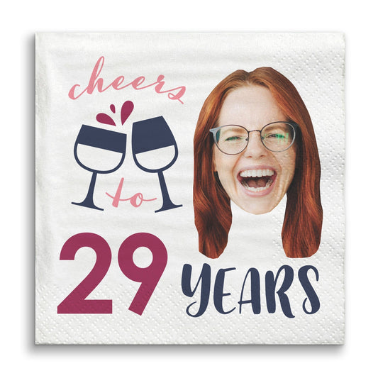 Custom Face Napkins - Wine Birthday