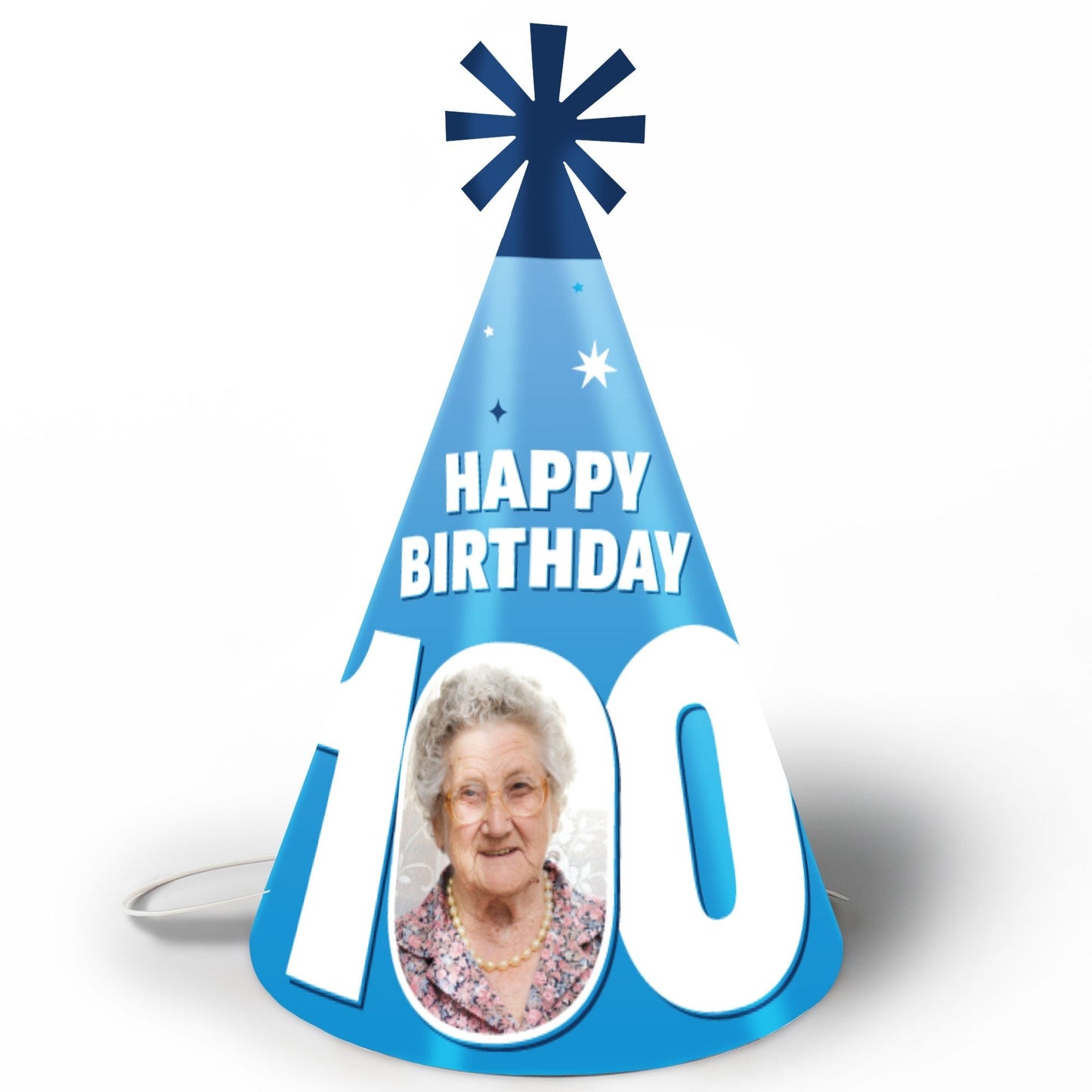 Custom Photo 100th Birthday Cone Hat - 8 Ct